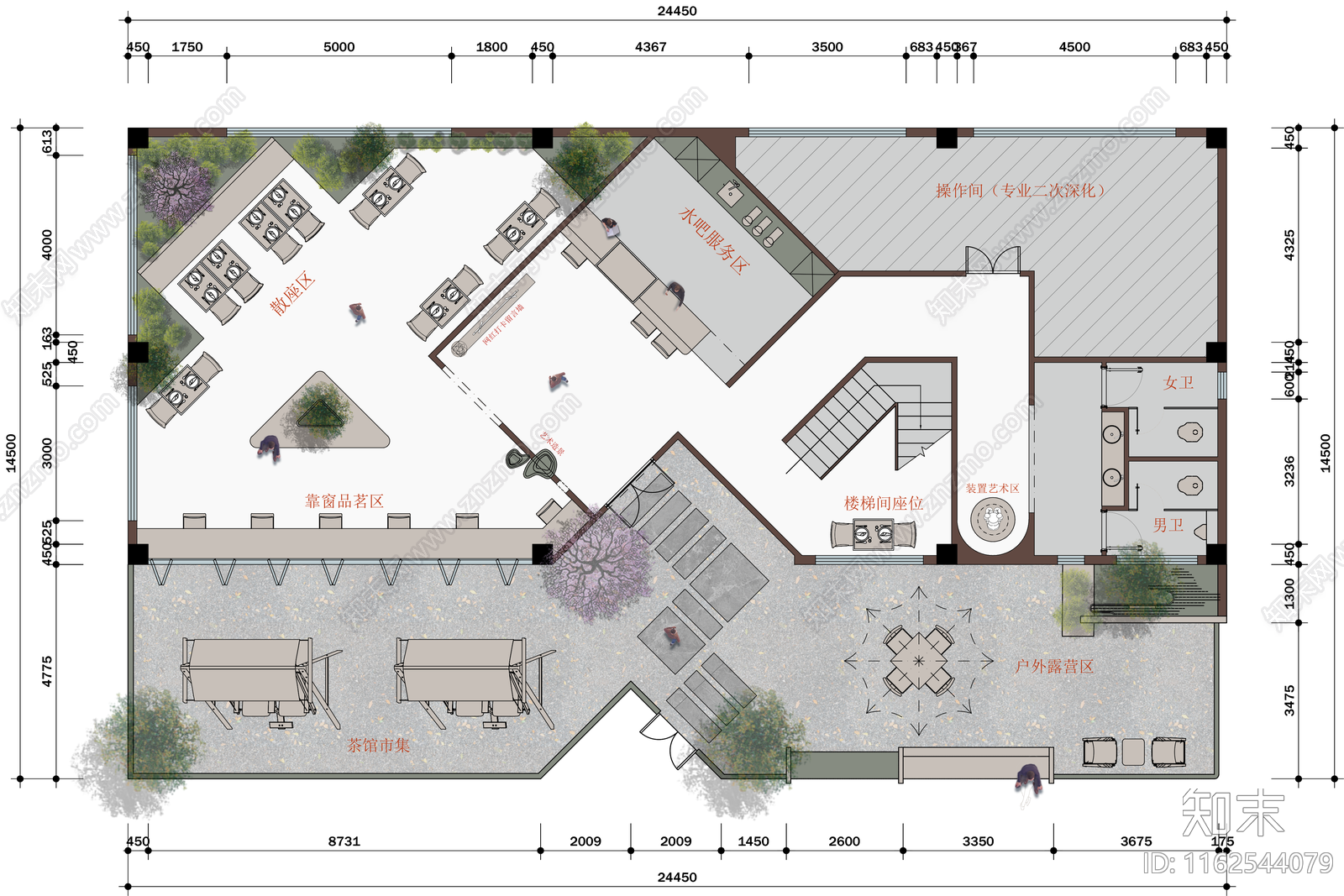 350㎡露营风茶餐厅平面图施工图下载【ID:1162544079】