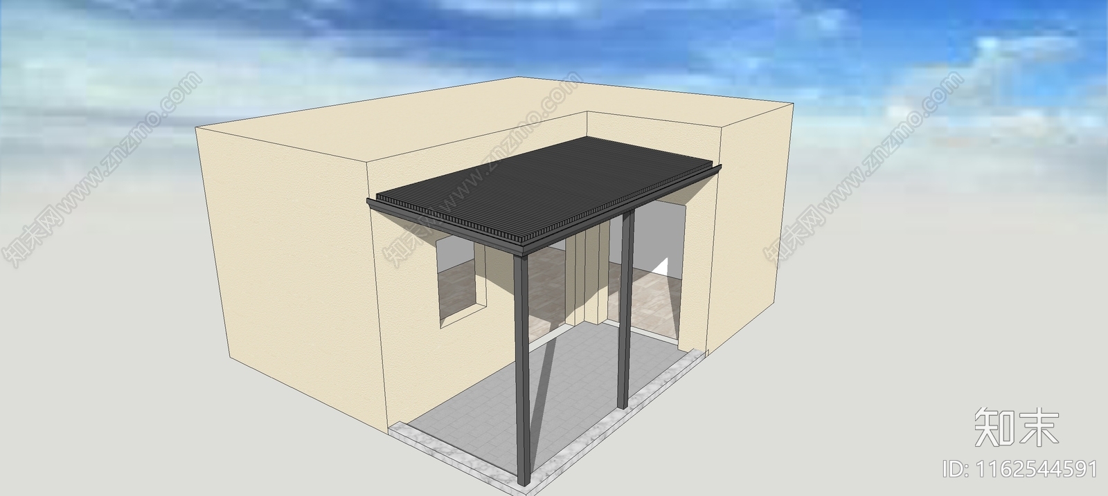 钢结构长城板雨棚SU模型下载【ID:1162544591】
