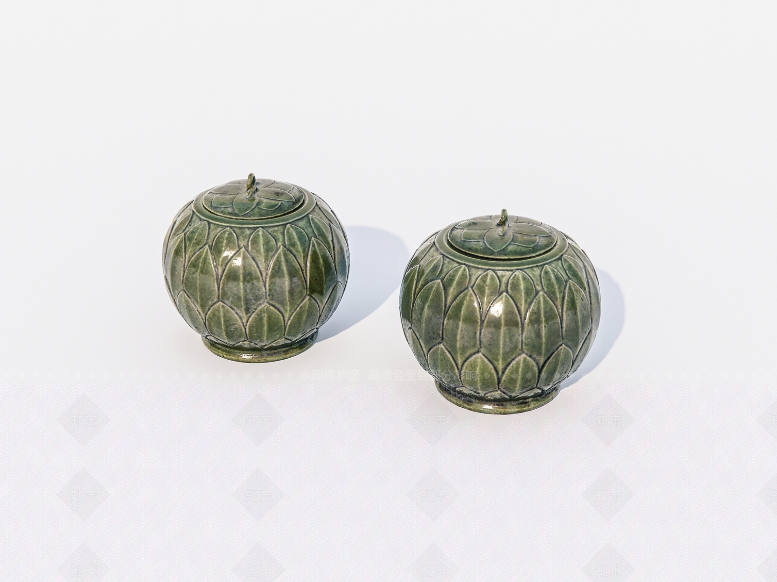 中式陶瓷莲花罐3D模型下载【ID:1162544987】