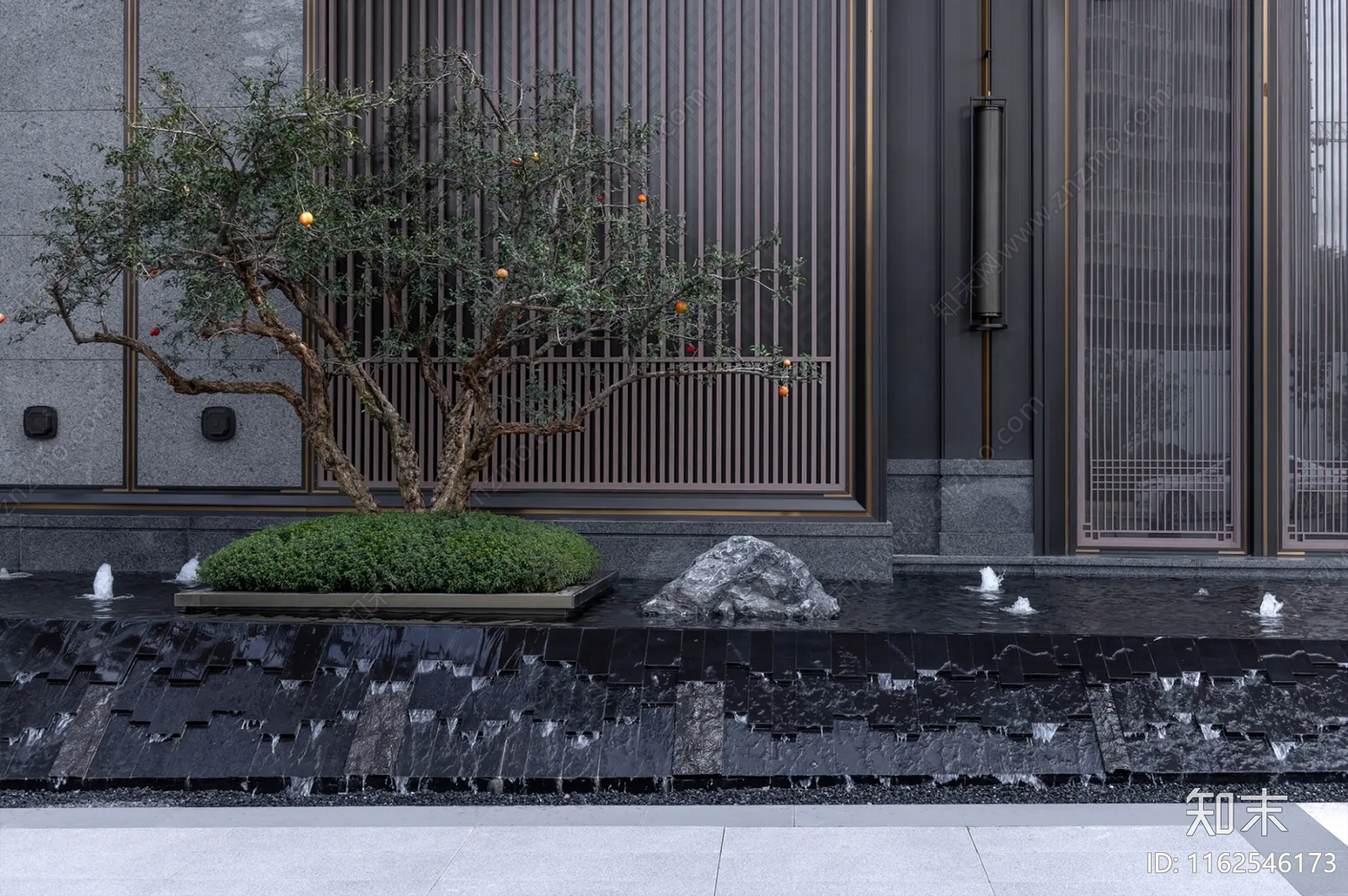 新中式特色景观水景景观叠水景置石叠水景施工图下载【ID:1162546173】