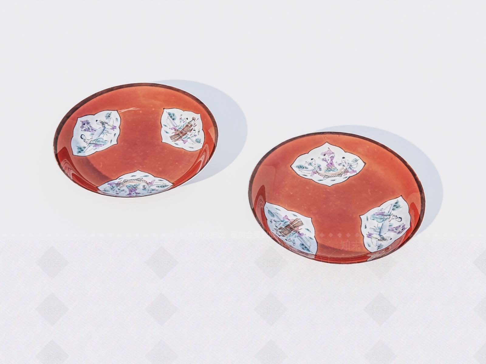 中式陶瓷盘子3D模型下载【ID:1162547446】