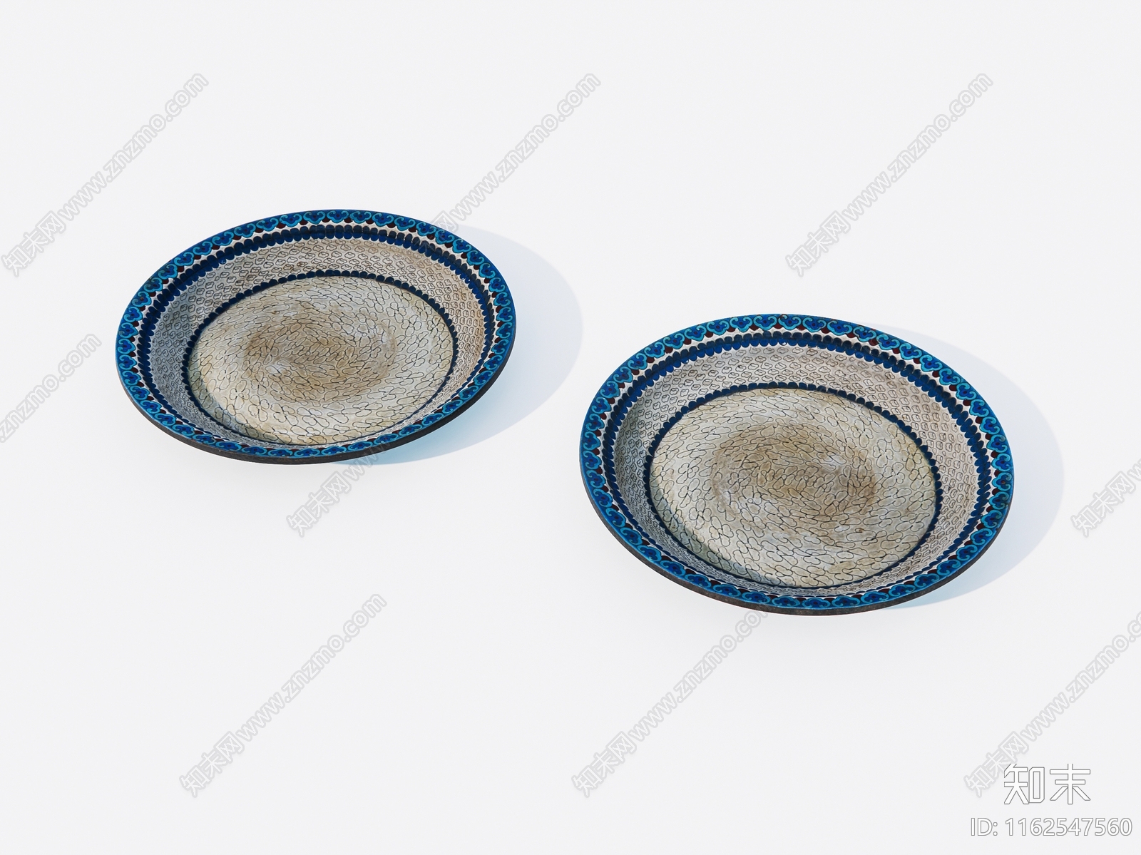 中式陶瓷盘子3D模型下载【ID:1162547560】