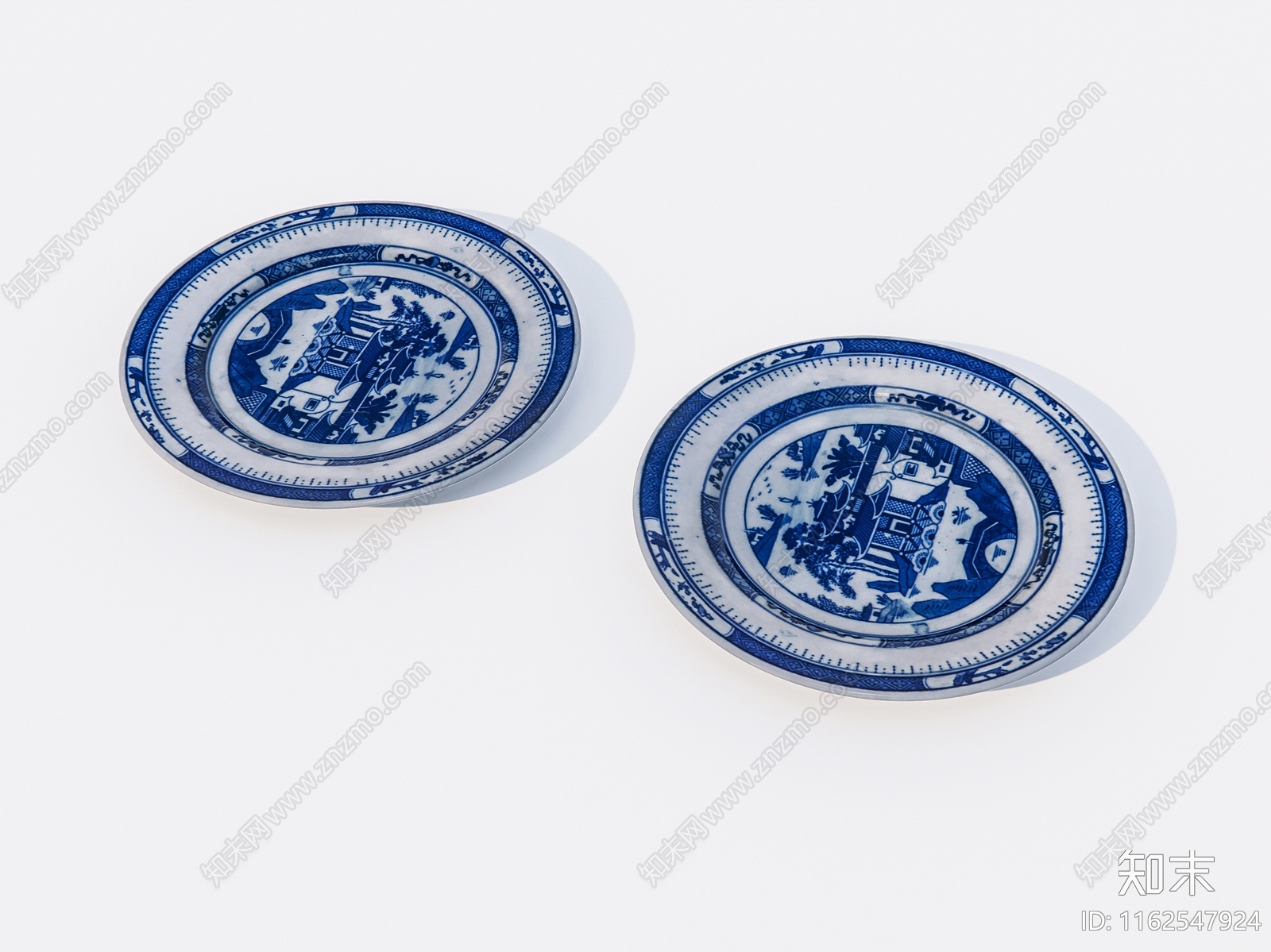 中式陶瓷盘子3D模型下载【ID:1162547924】