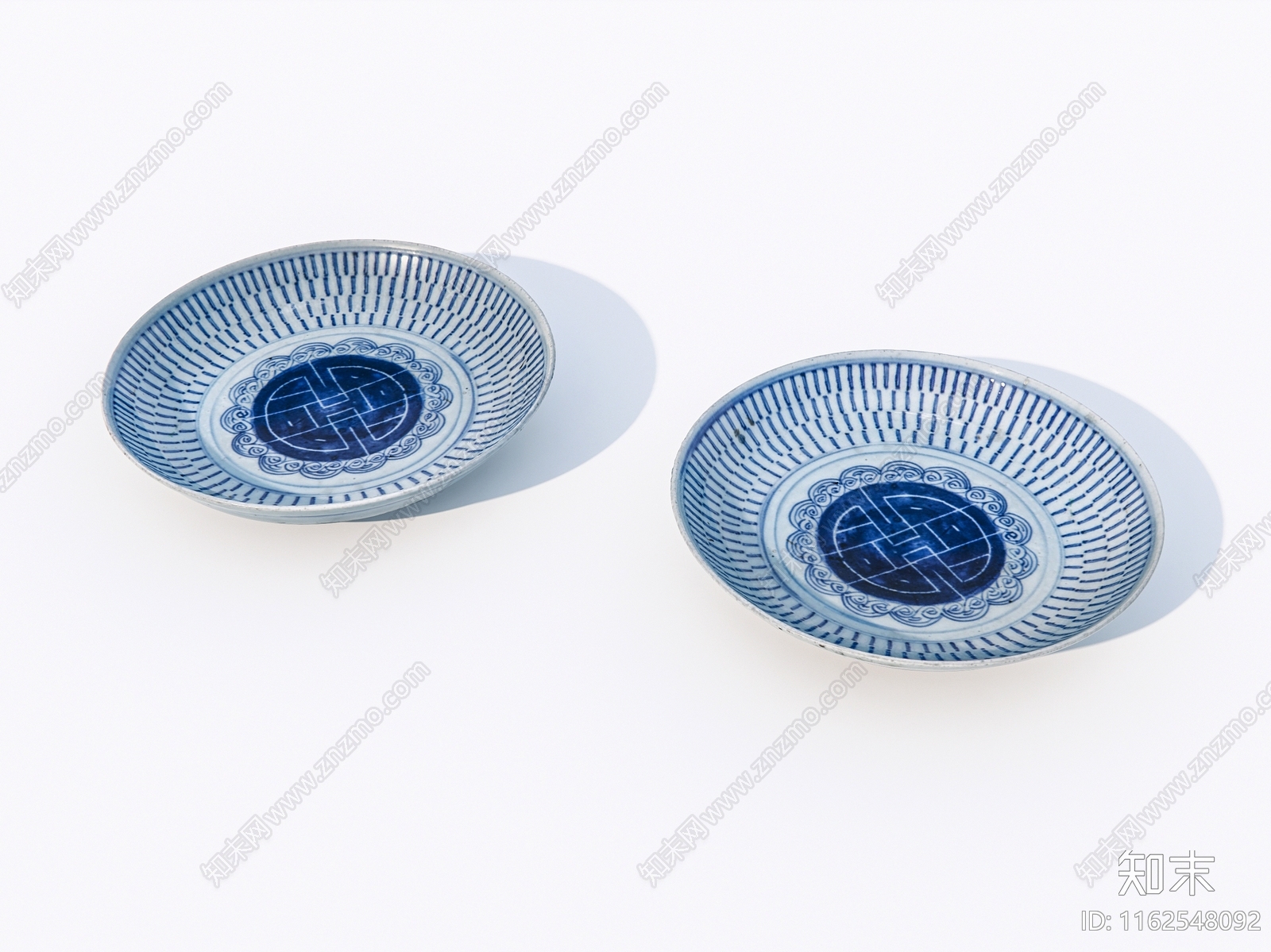 中式陶瓷盘子3D模型下载【ID:1162548092】