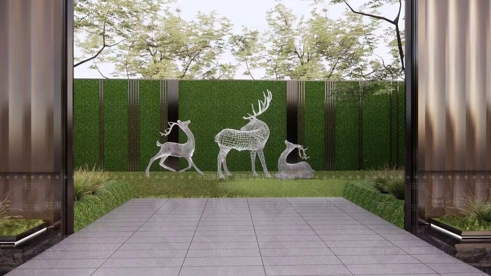 现代镂空鹿雕塑3D模型下载【ID:1162548984】