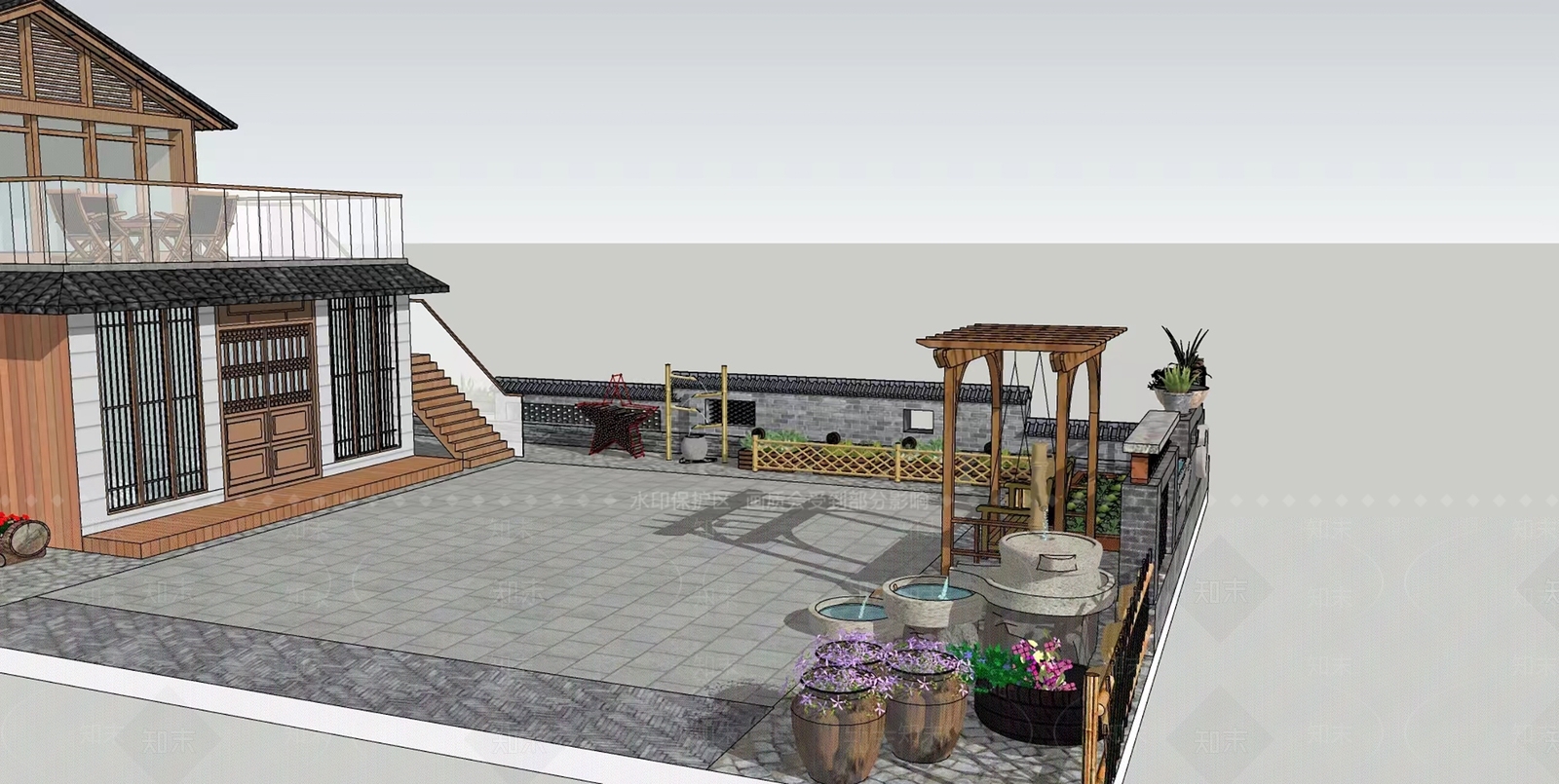 农村小院SU模型下载【ID:1162549936】