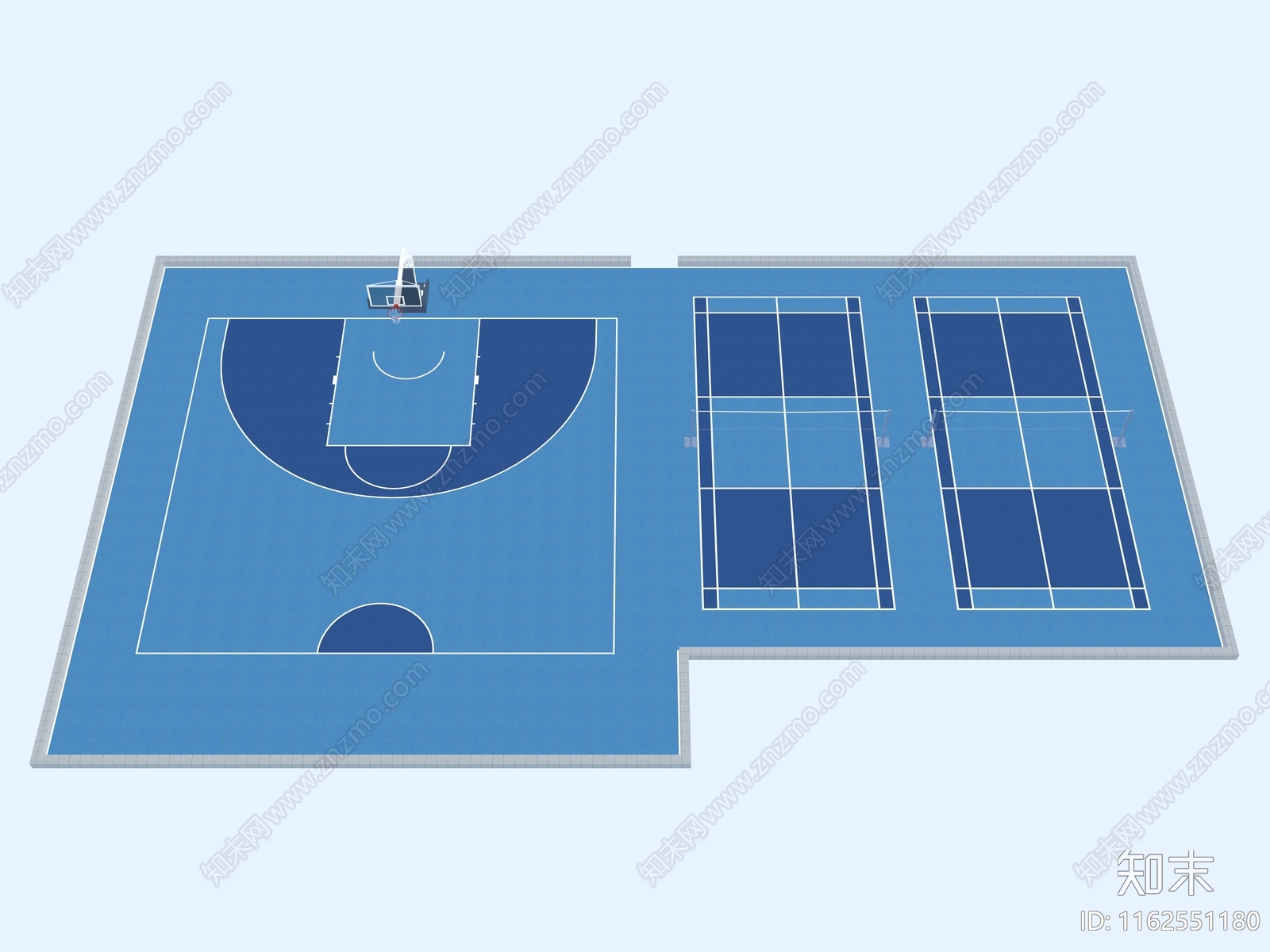 现代户外篮球场3D模型下载【ID:1162551180】