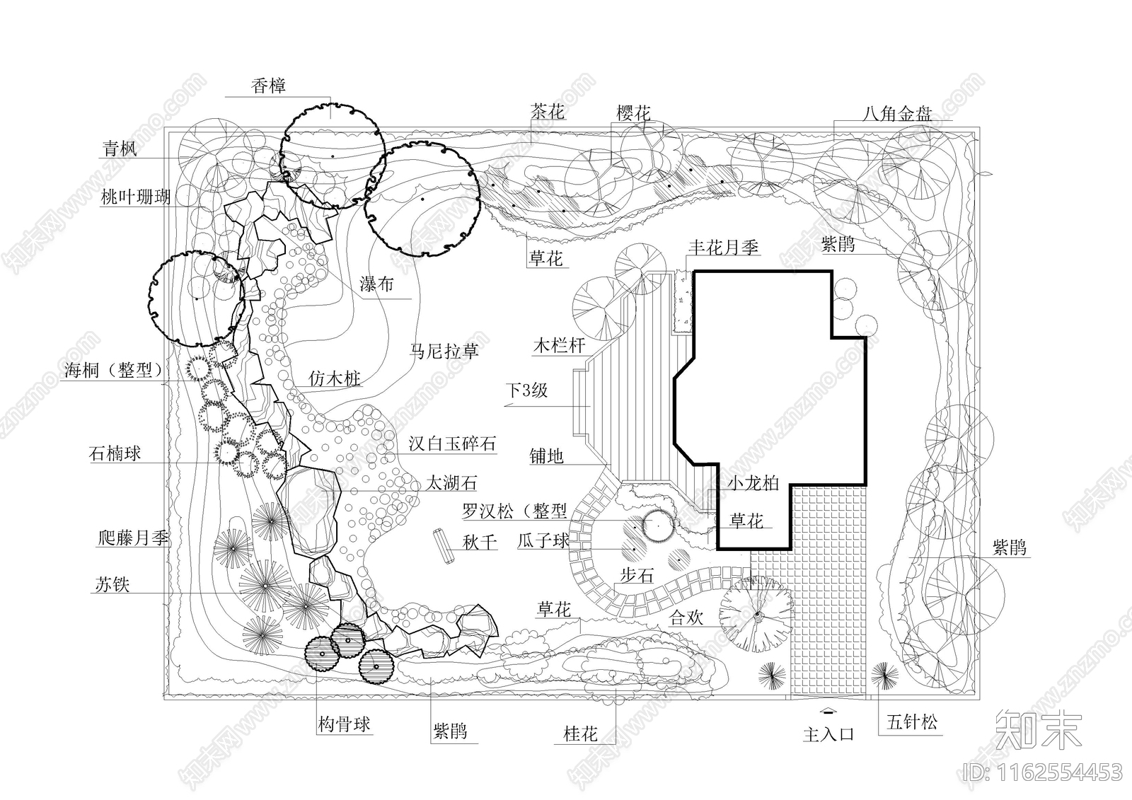40套别墅庭院屋顶花园园林景观绿化方案设计平面图cad施工图下载【ID:1162554453】