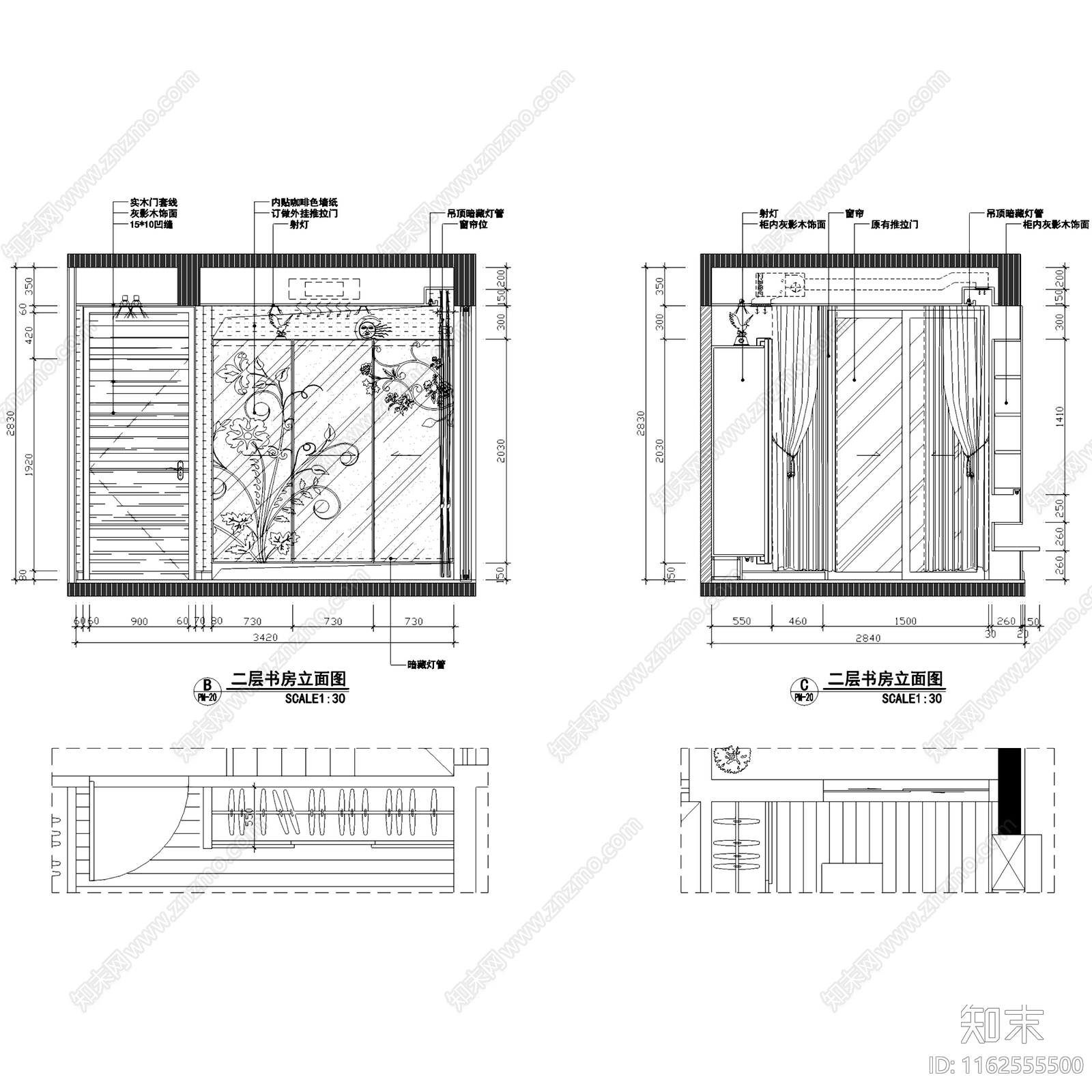 现代简约民发大观天下复式跃层室内家装cad施工图下载【ID:1162555500】