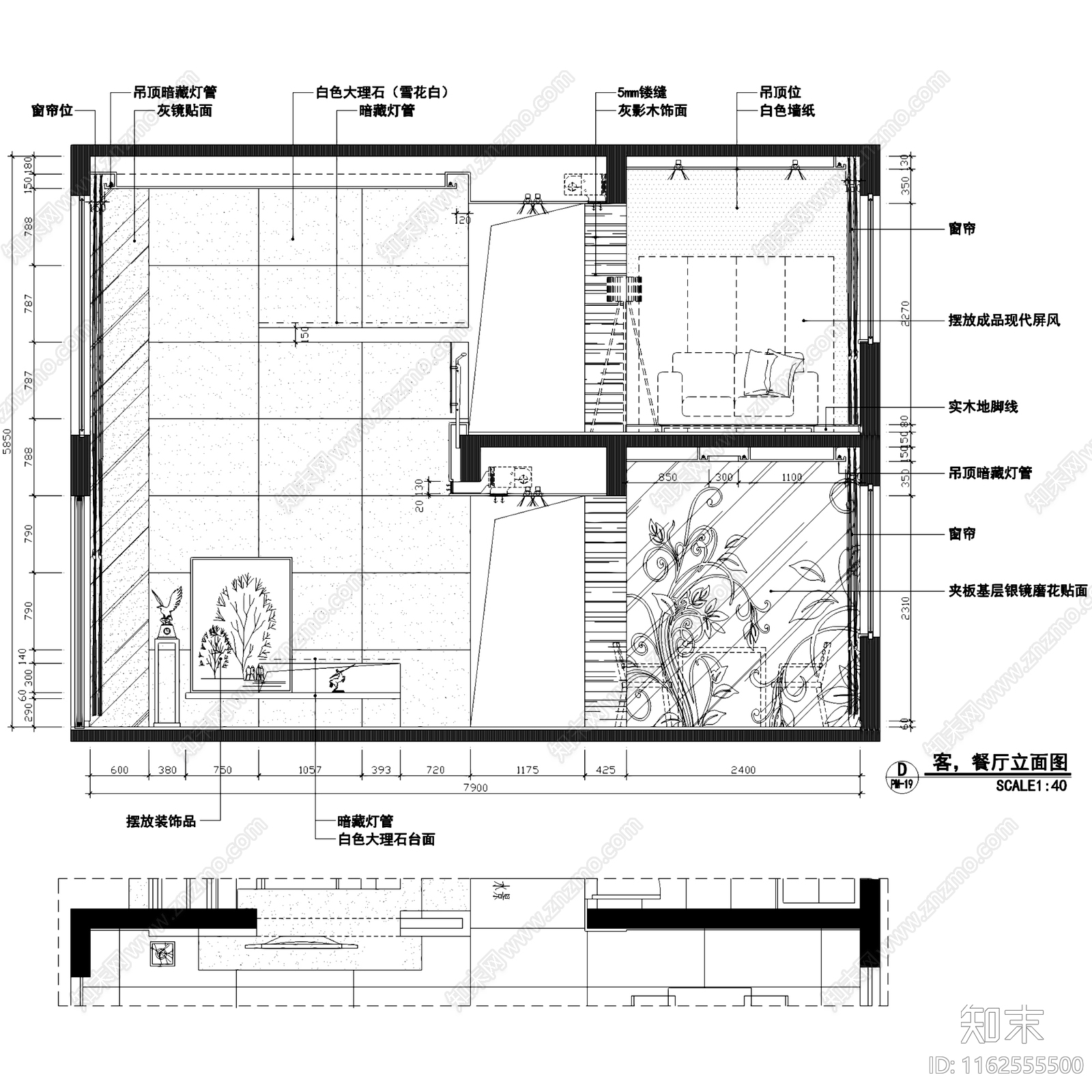 现代简约民发大观天下复式跃层室内家装cad施工图下载【ID:1162555500】