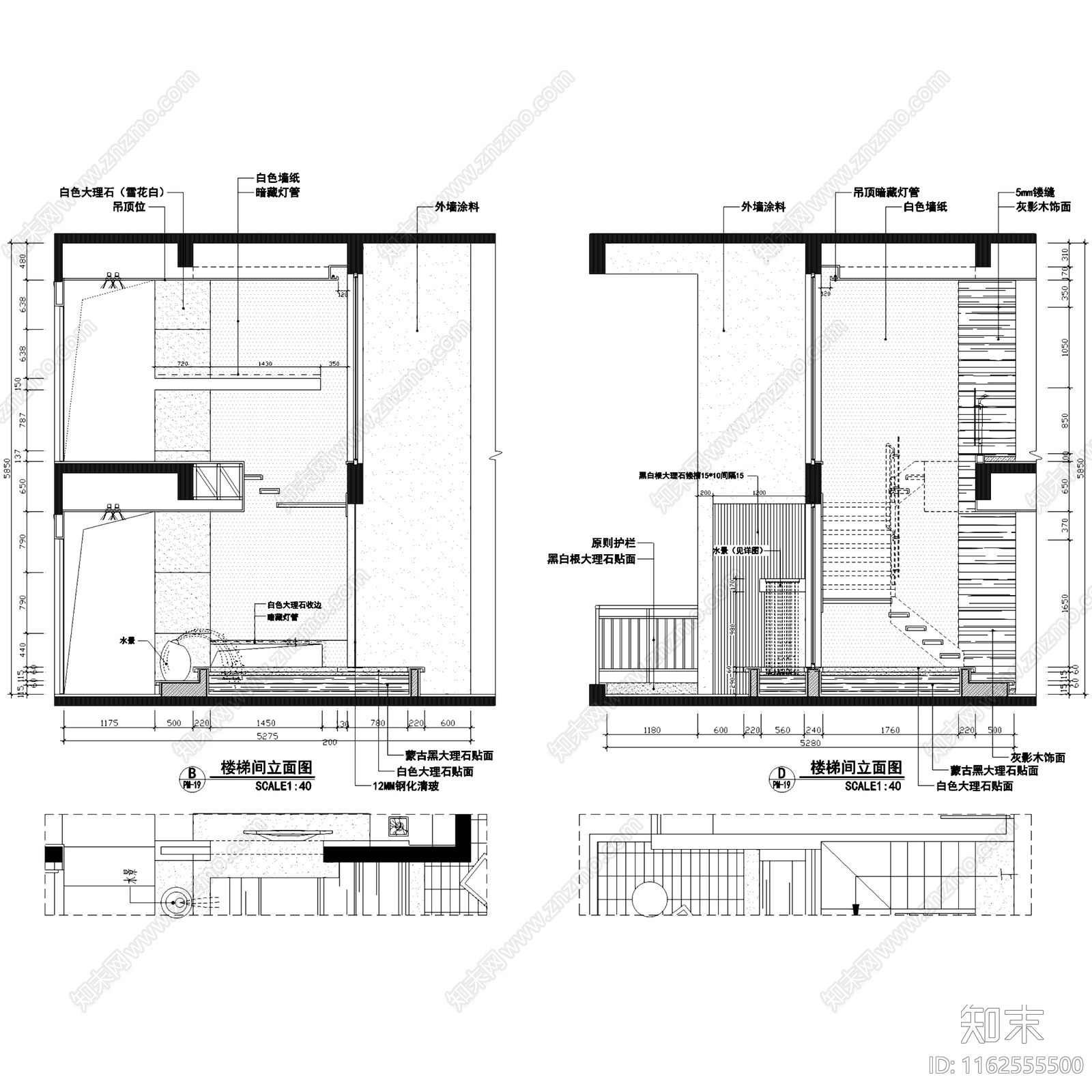 现代简约民发大观天下复式跃层室内家装cad施工图下载【ID:1162555500】