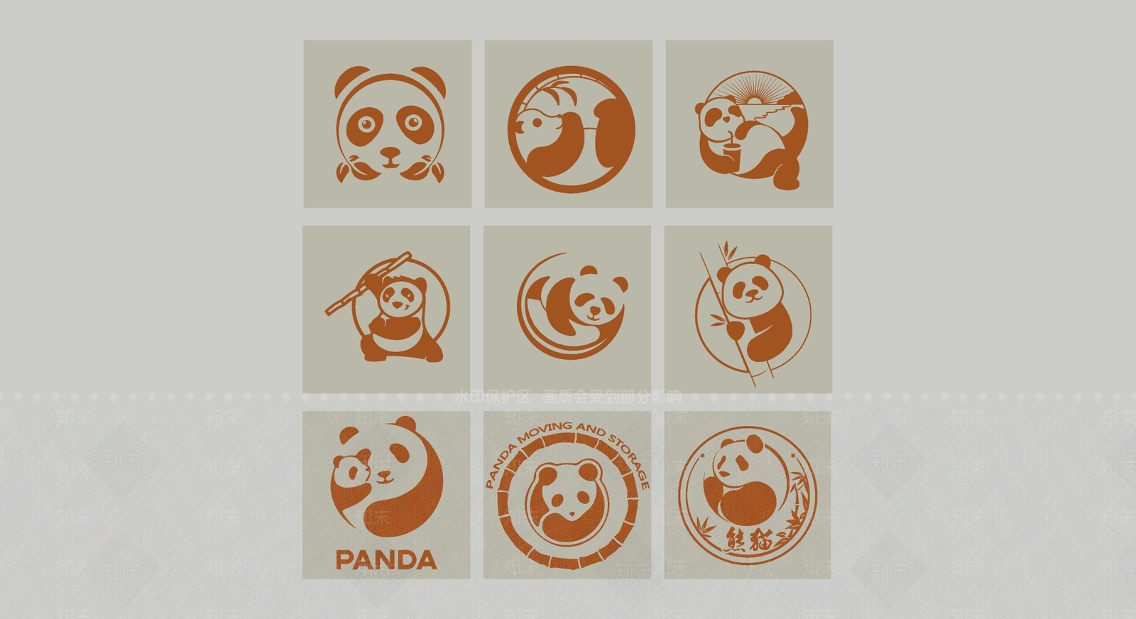 现代熊猫圆形卡通图标剪影装饰摆件SU模型下载【ID:1162555535】