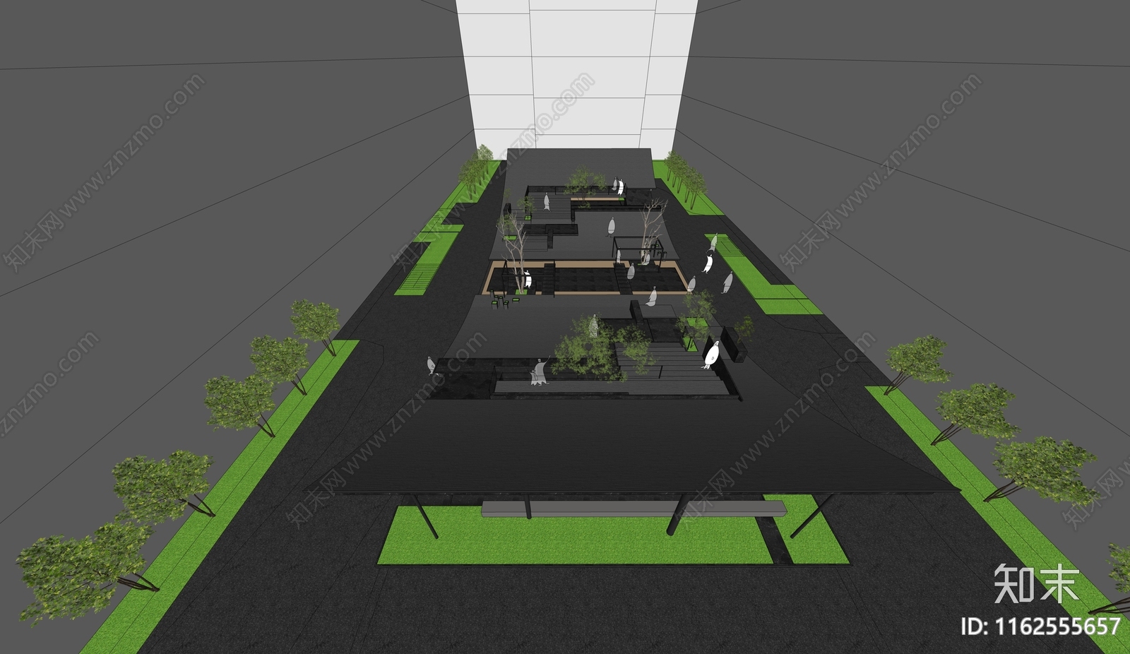 新民政府办公楼景观中庭SU模型下载【ID:1162555657】