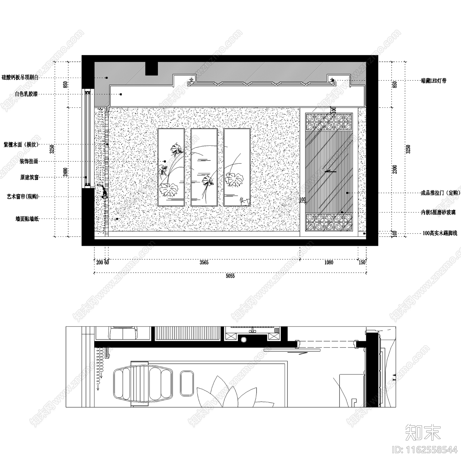 中式新中式福安水岸名居私宅大平层室内家装cad施工图下载【ID:1162558544】