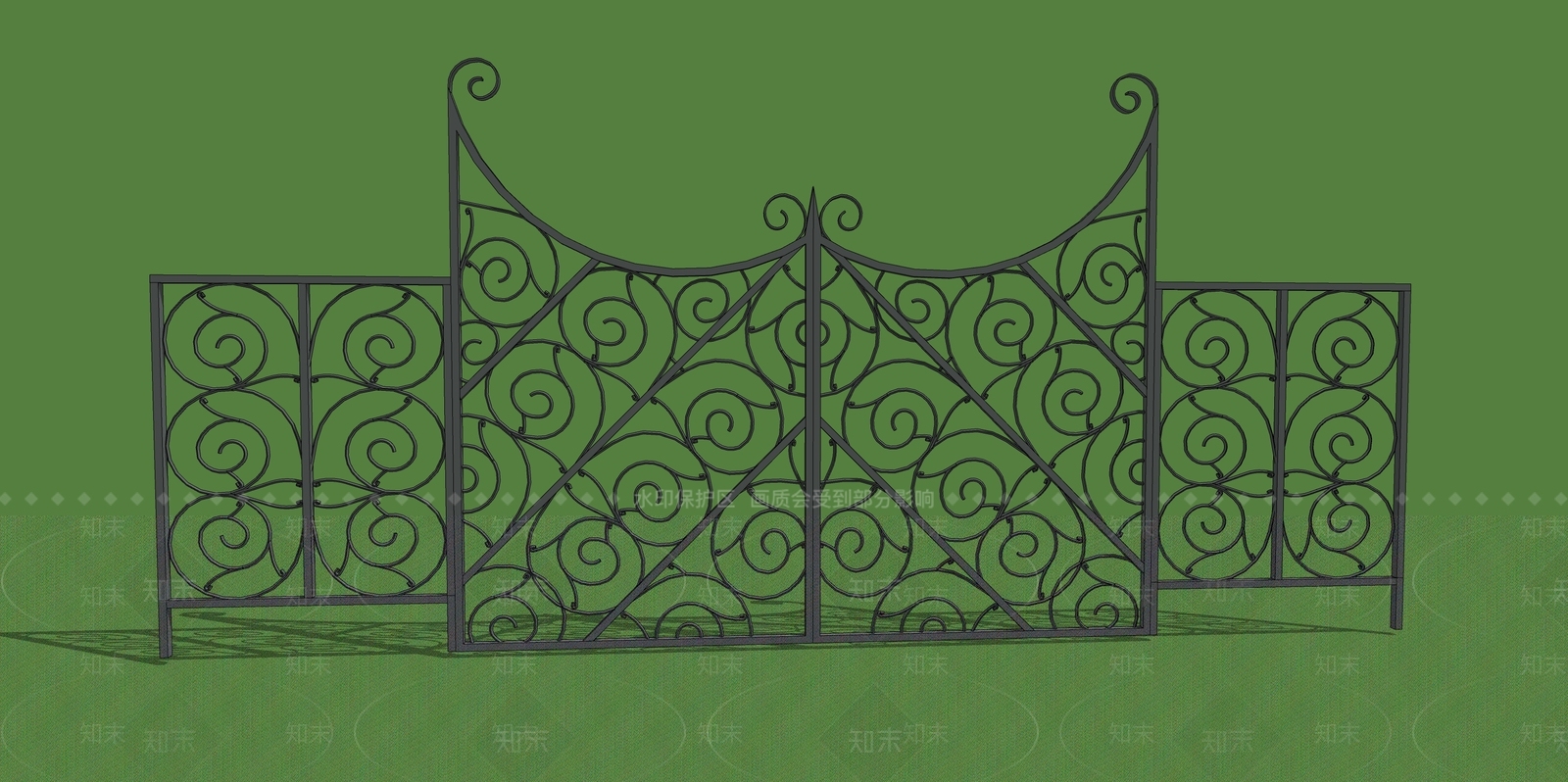 欧式铁艺栏杆SU模型下载【ID:1162558834】