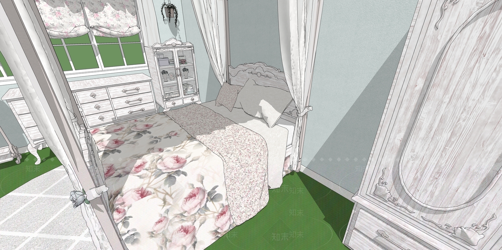 欧式卧室SU模型下载【ID:1162559731】