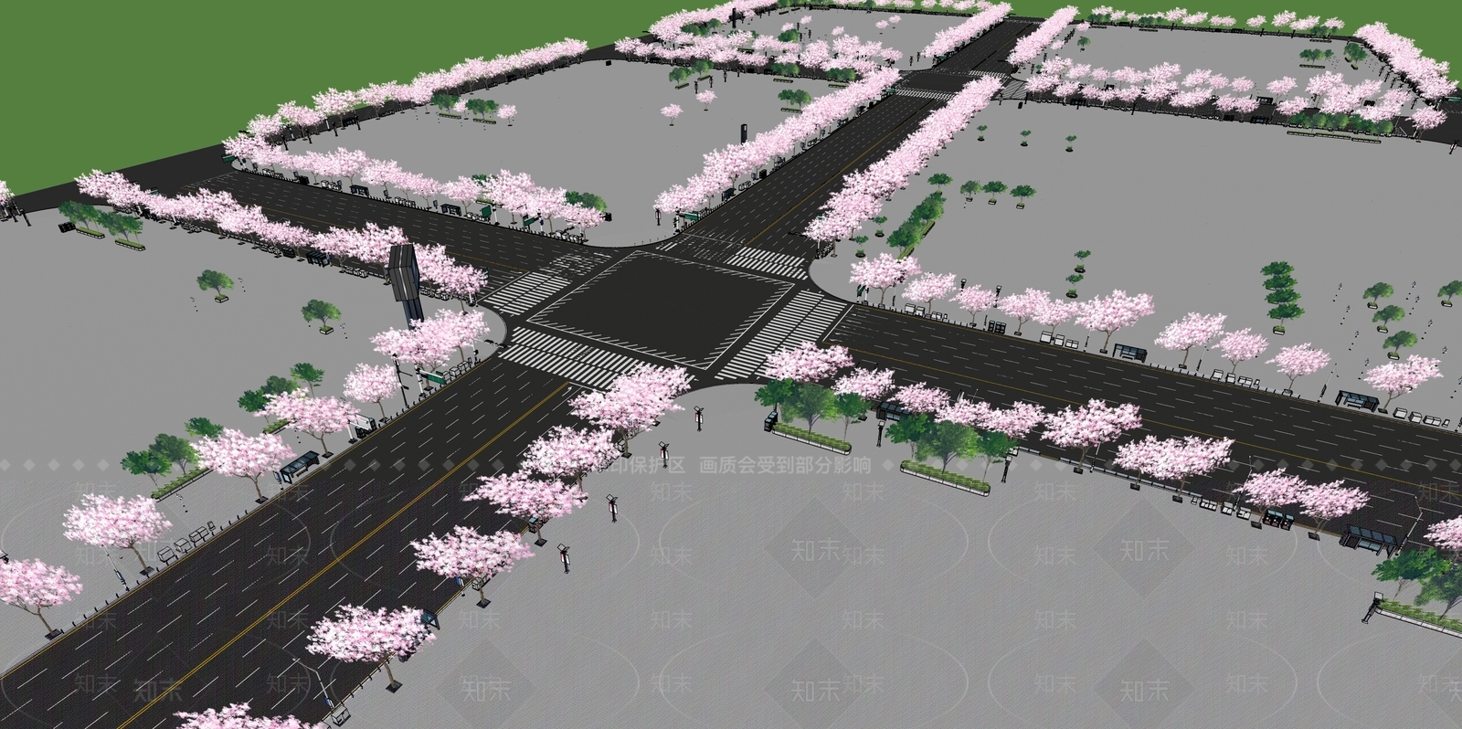 现代城市道路SU模型下载【ID:1162562099】
