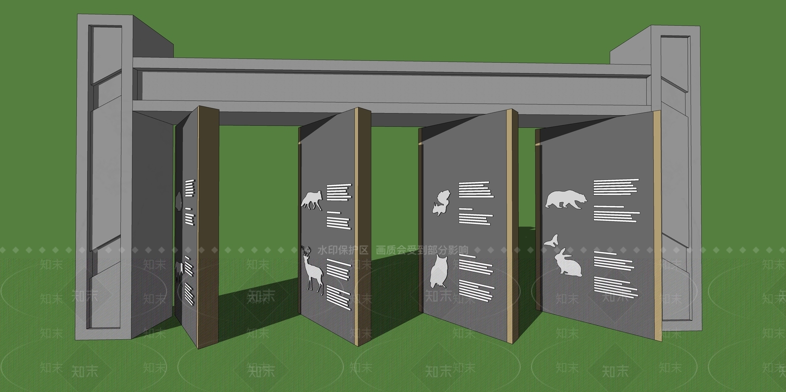 现代动物主题大门SU模型下载【ID:1162564053】