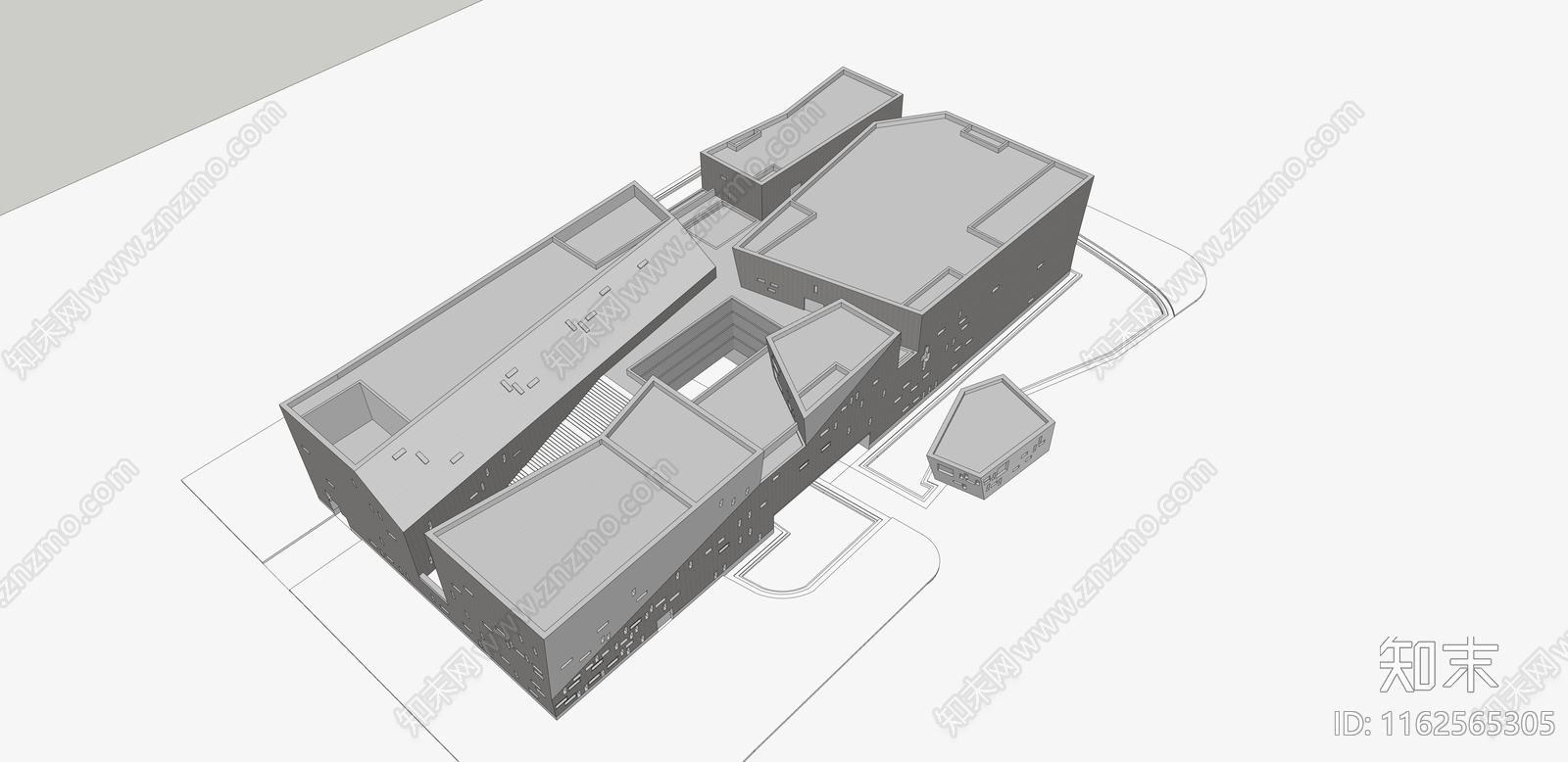 王澍中式宁波历史博物馆SU模型下载【ID:1162565305】