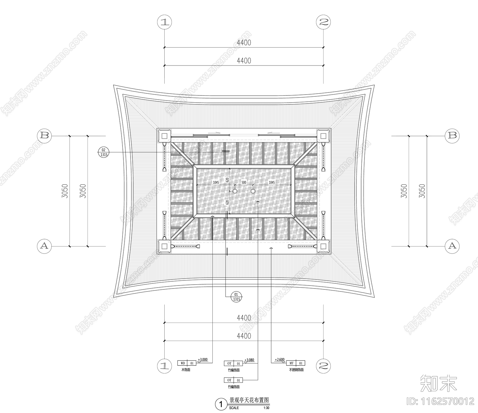 新中式亭子cad施工图下载【ID:1162570012】