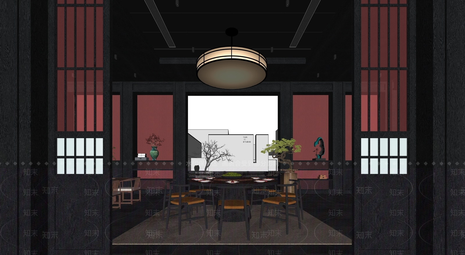 新中式会所包厢SU模型下载【ID:1162568916】