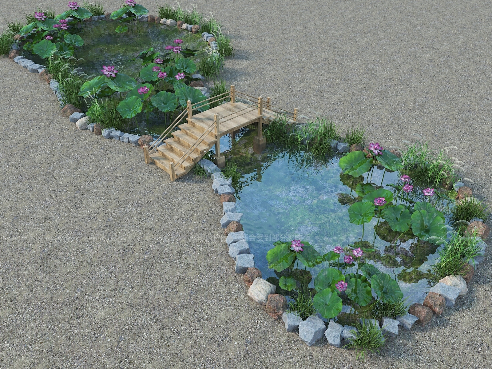 中式景观水池SU模型下载【ID:1162570715】