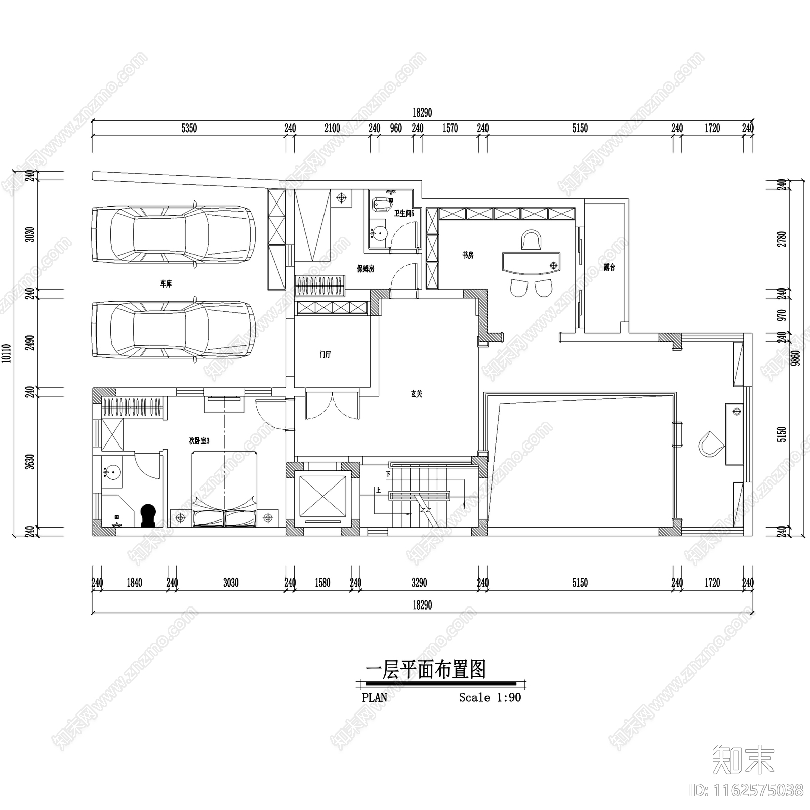 欧式五层别墅地下两层室内家装cad施工图下载【ID:1162575038】