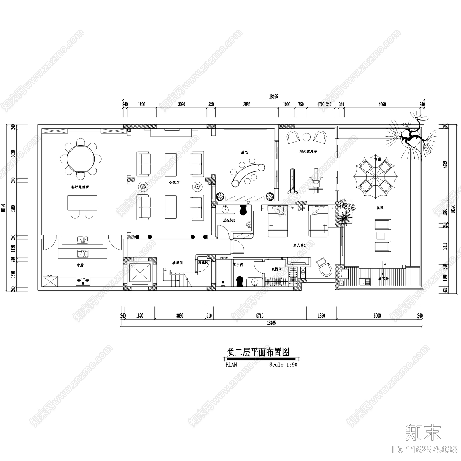 欧式五层别墅地下两层室内家装cad施工图下载【ID:1162575038】