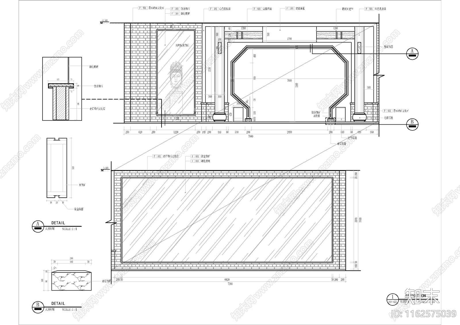 中式风家具专卖店cad施工图下载【ID:1162575039】