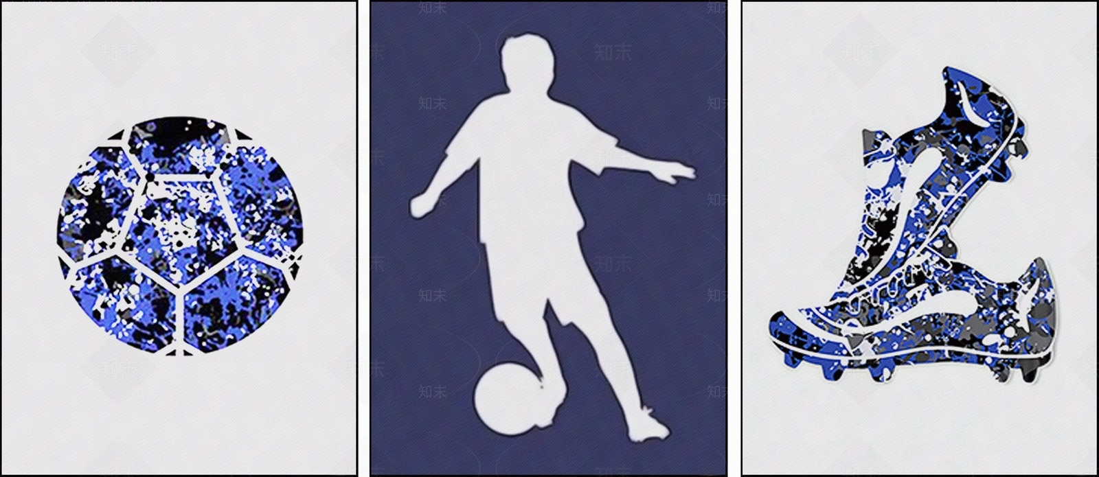 蓝色足球明星男孩房装饰画贴图下载【ID:1162575845】