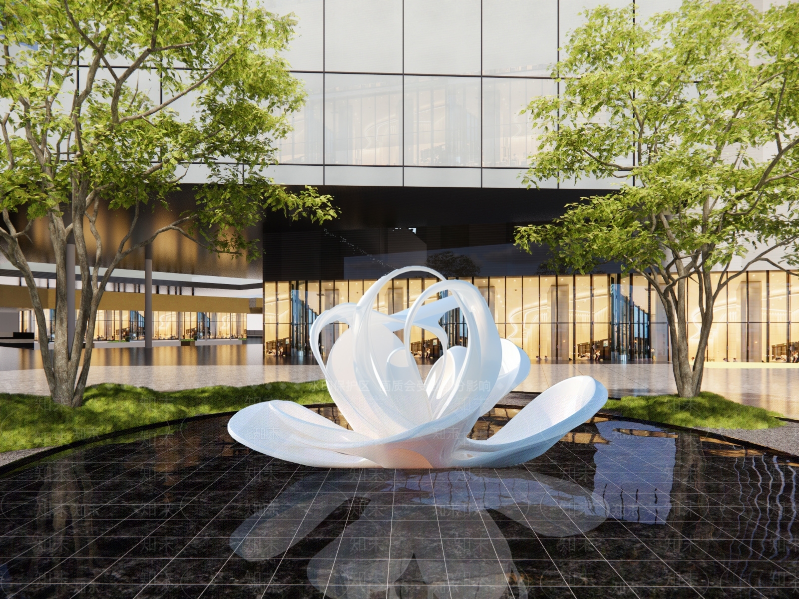 2d现代花瓣主题雕塑SU模型下载【ID:1162576457】