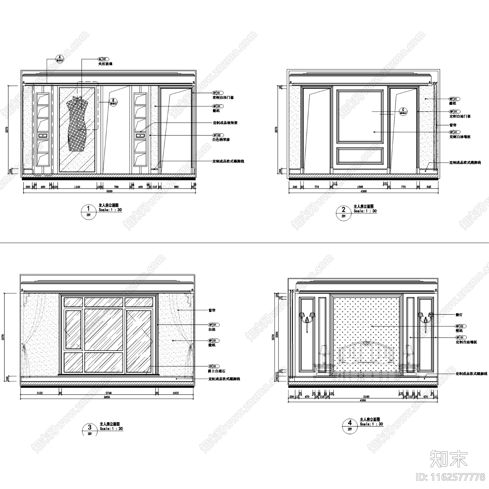 美式法式盘锦美的城三层小别墅室内家装cad施工图下载【ID:1162577778】