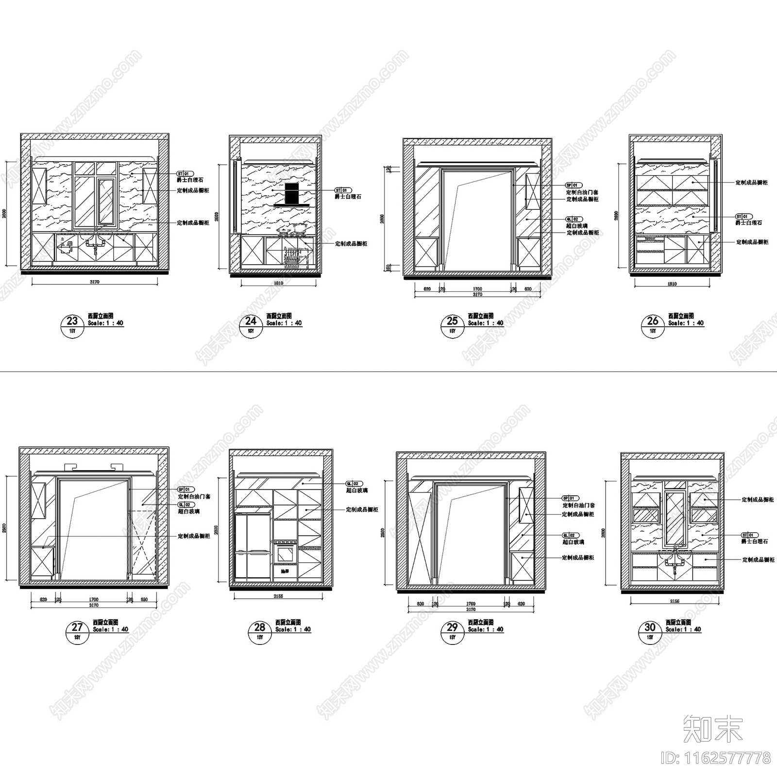 美式法式盘锦美的城三层小别墅室内家装cad施工图下载【ID:1162577778】