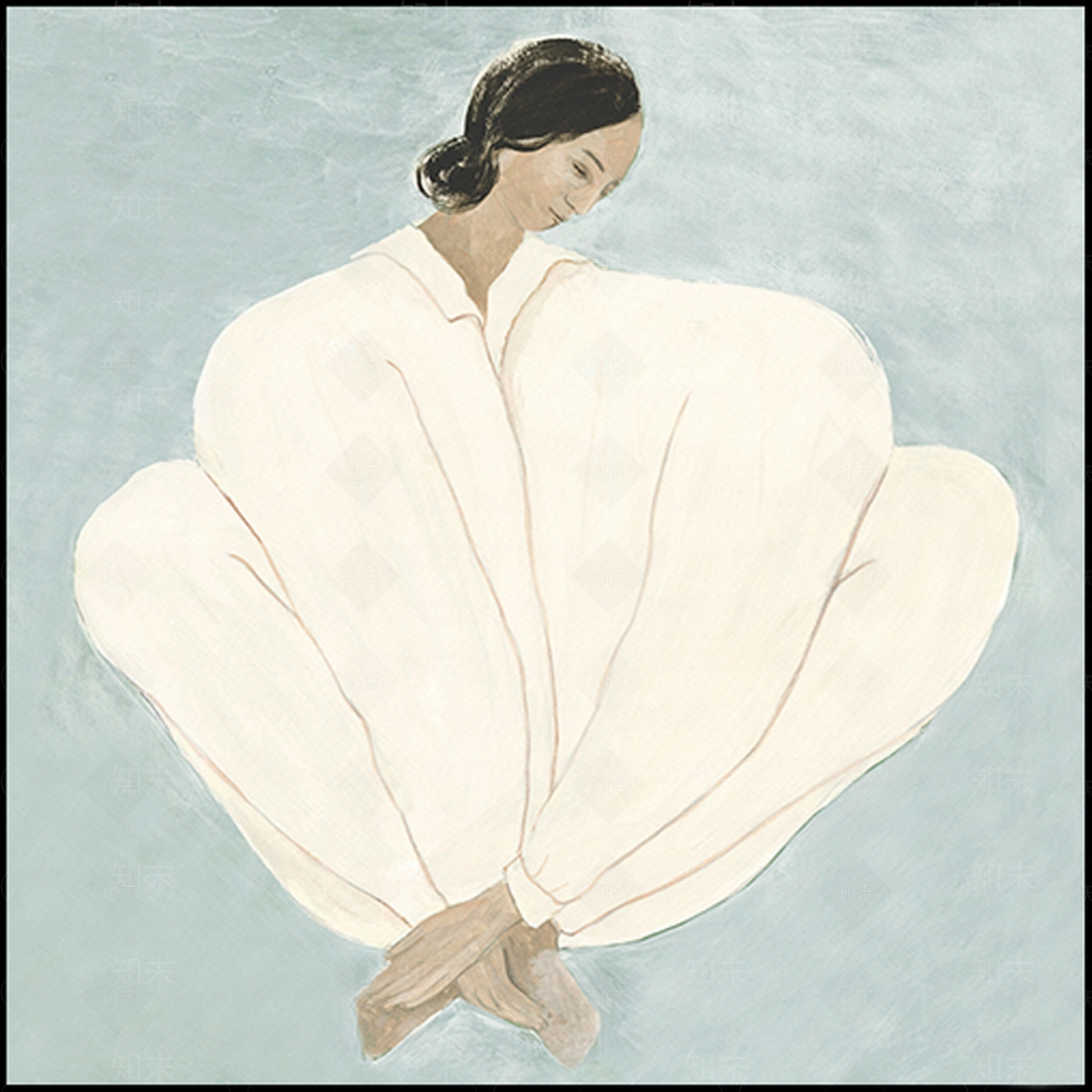 现代北欧奶油风蓝色抽象人物装饰画贴图下载【ID:1162579508】