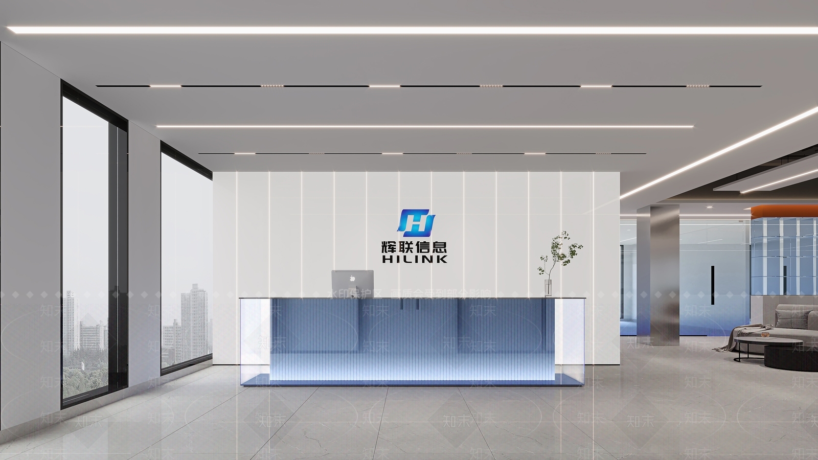 现代办公室前台3D模型下载【ID:1162581611】