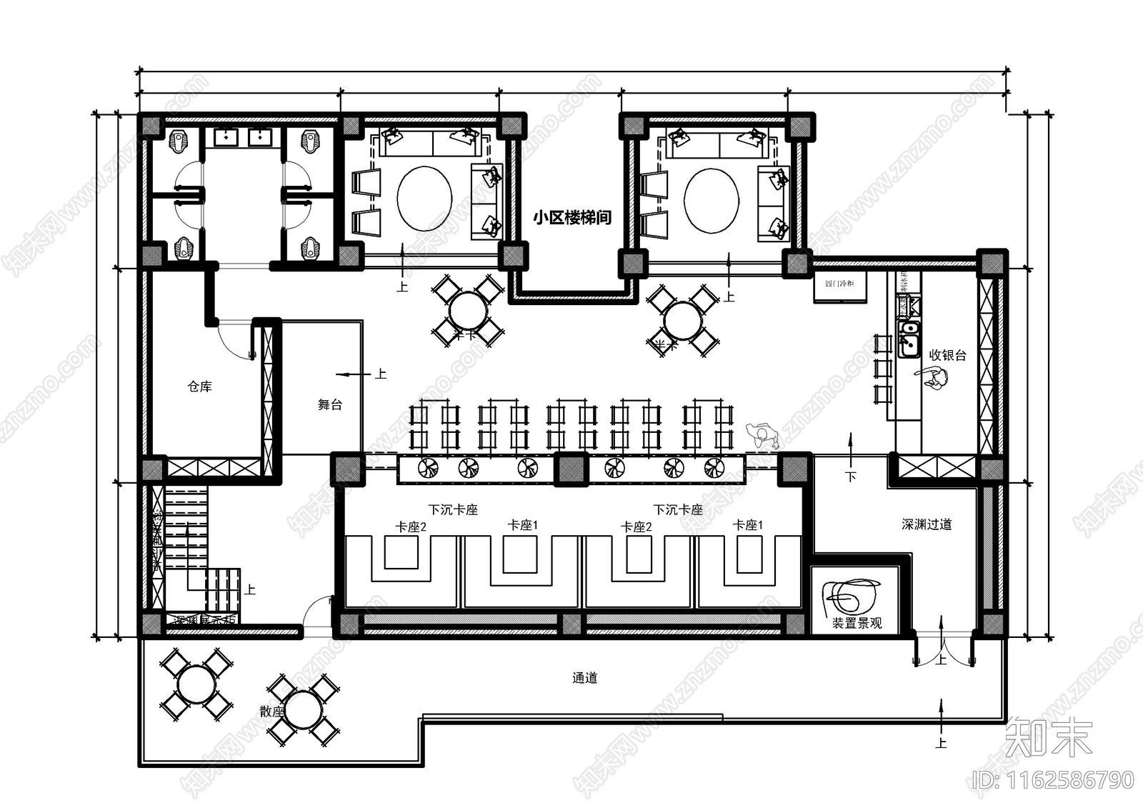 现代酒吧cad施工图下载【ID:1162586790】