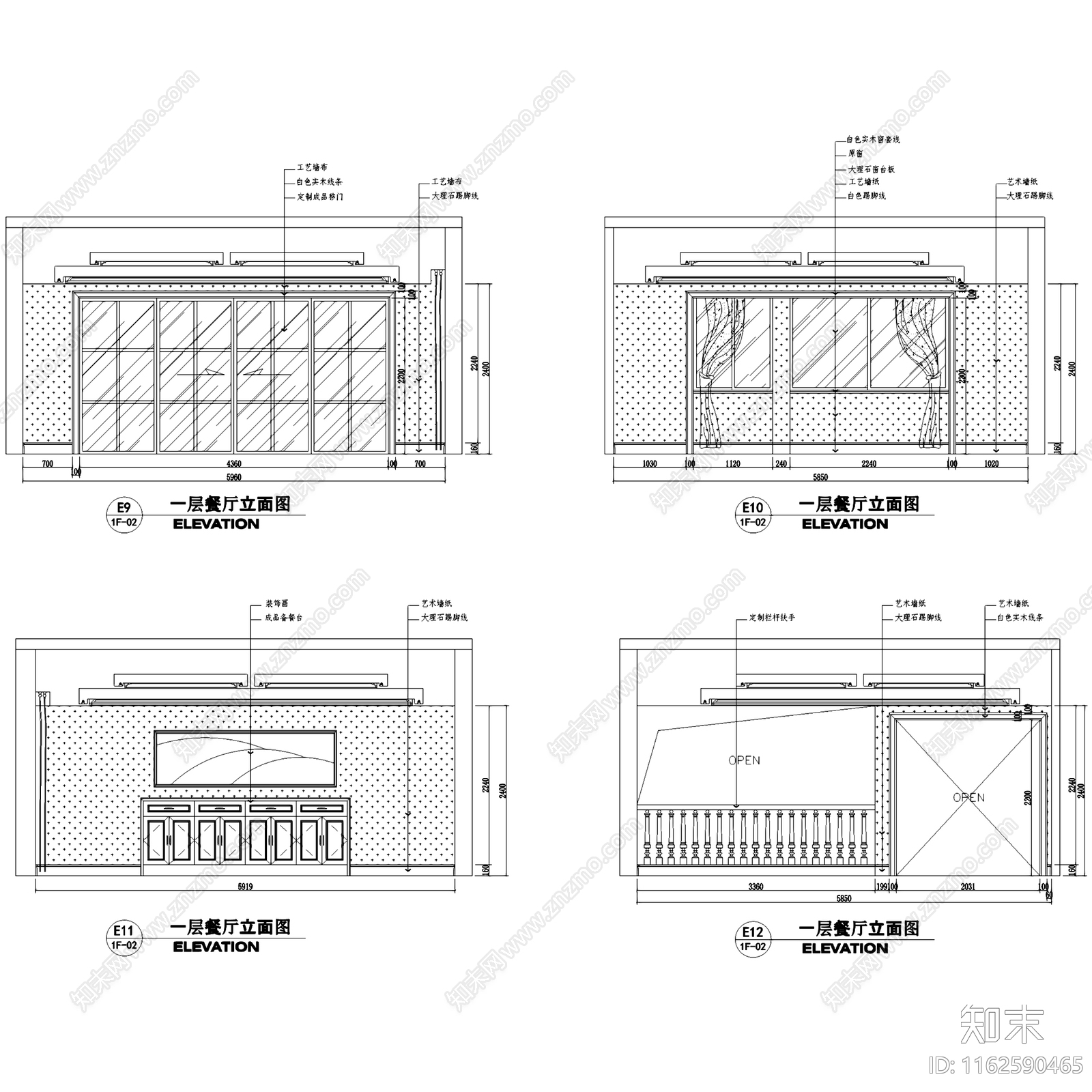 欧式望江府邸三层别墅室内家装cad施工图下载【ID:1162590465】