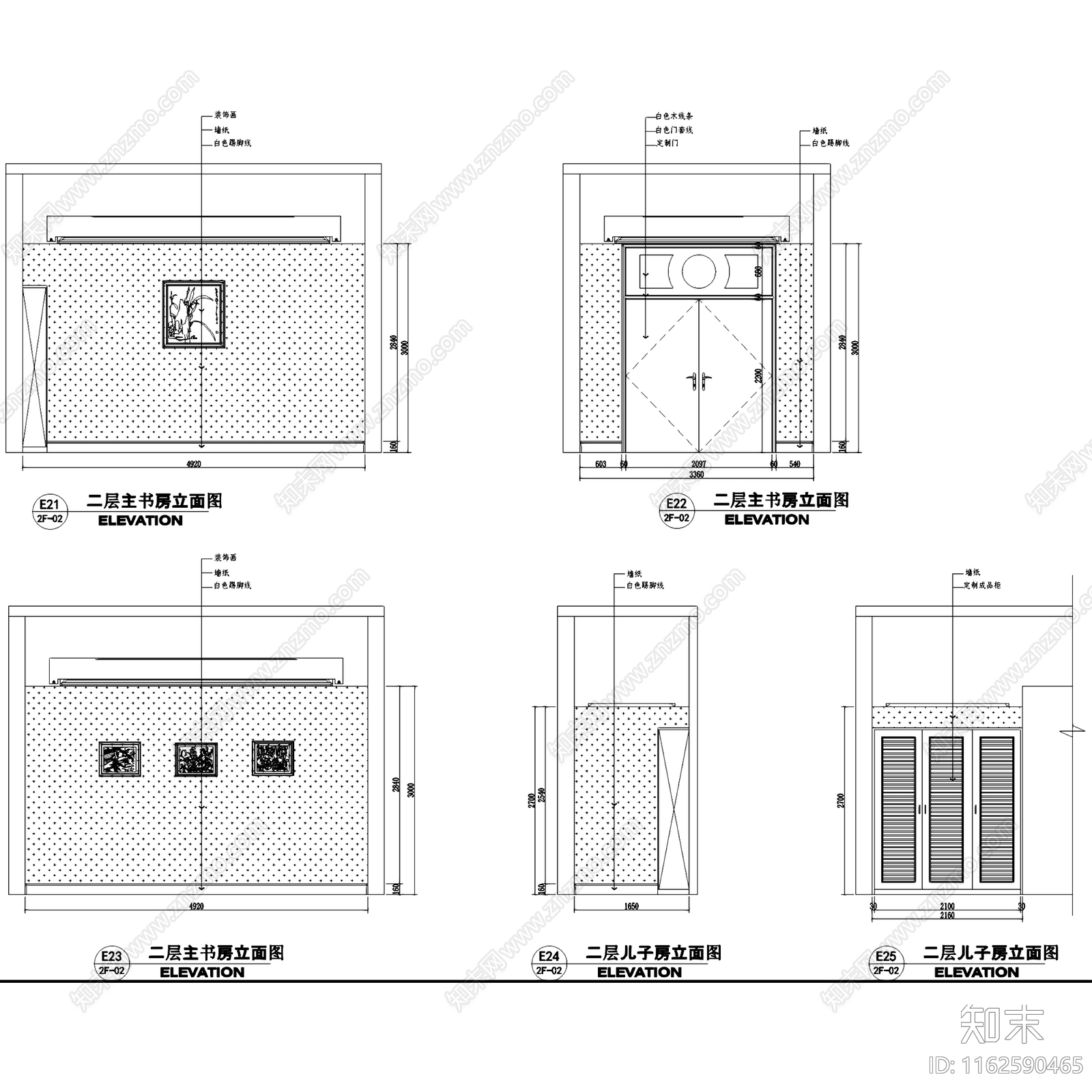 欧式望江府邸三层别墅室内家装cad施工图下载【ID:1162590465】