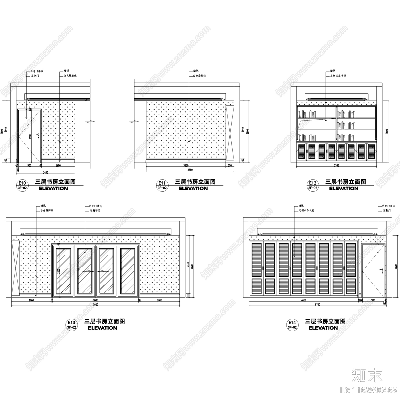 欧式望江府邸三层别墅室内家装cad施工图下载【ID:1162590465】