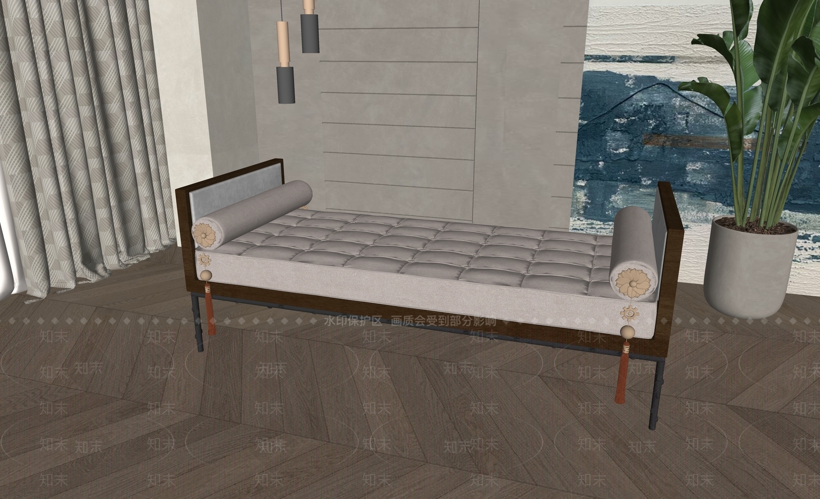 欧式沙发凳SU模型下载【ID:1162592774】