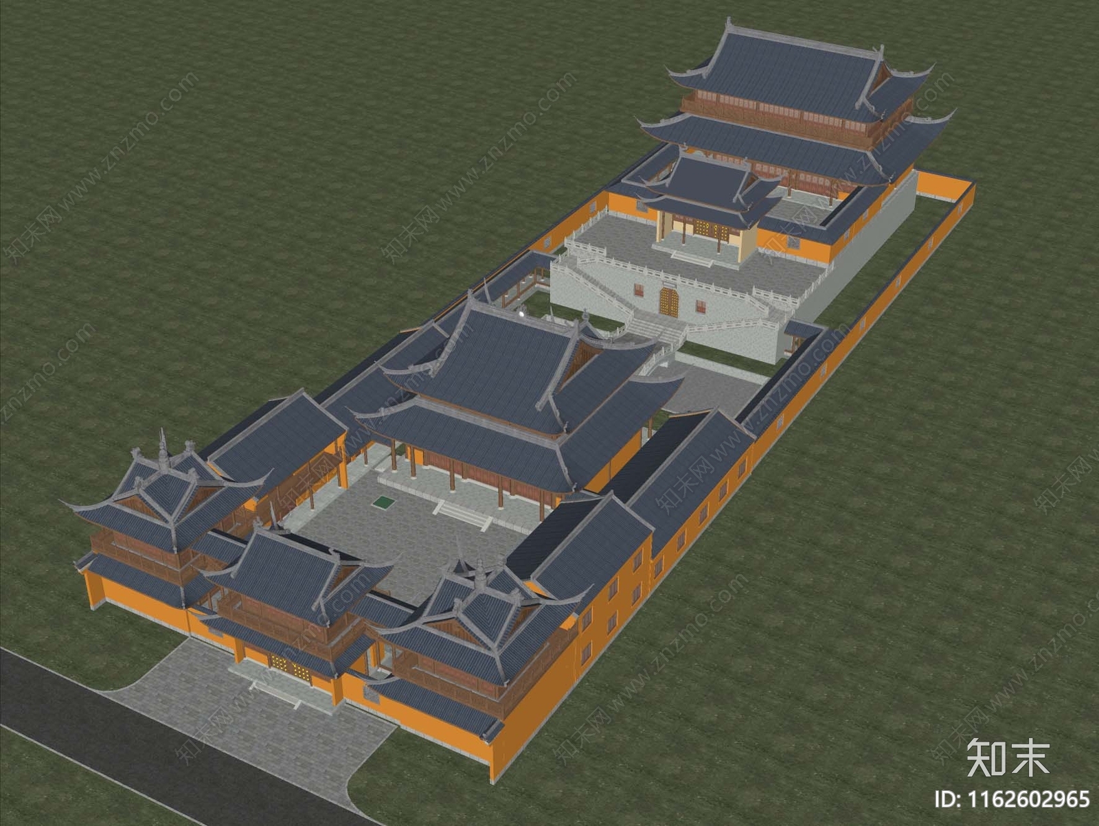 中式新中式寺庙建筑SU模型下载【ID:1162602965】