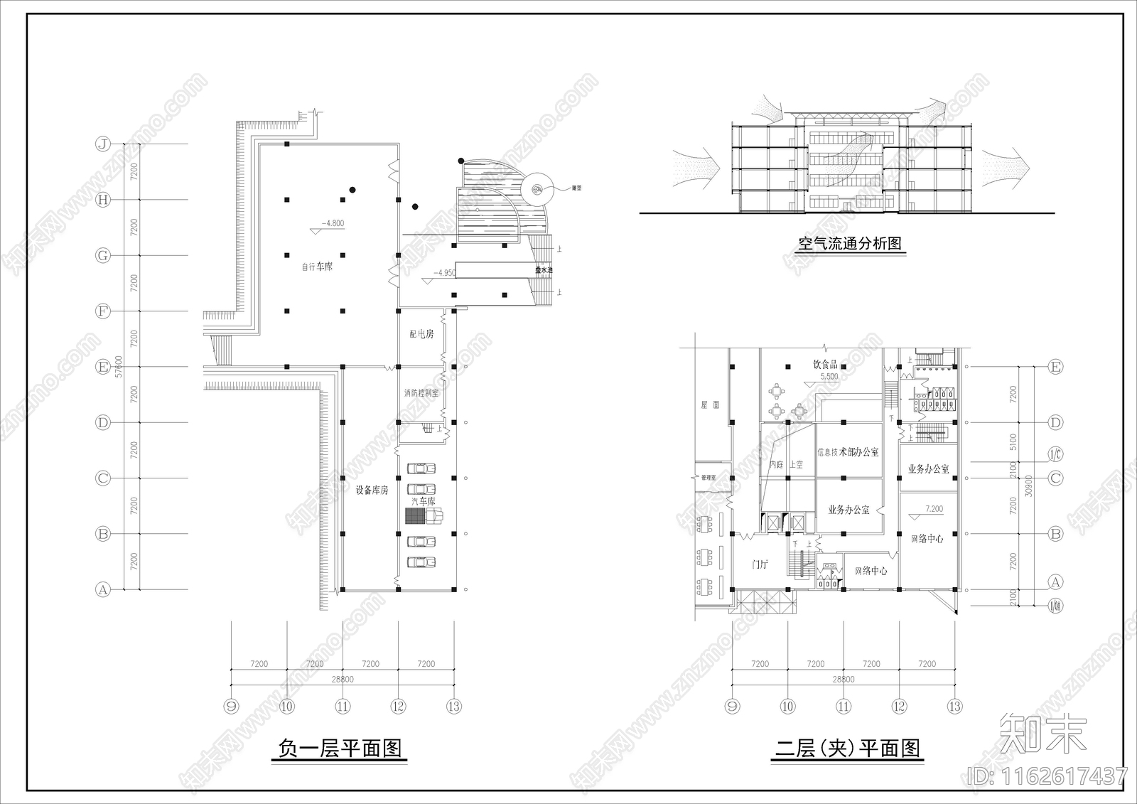 现代图书馆cad施工图下载【ID:1162617437】
