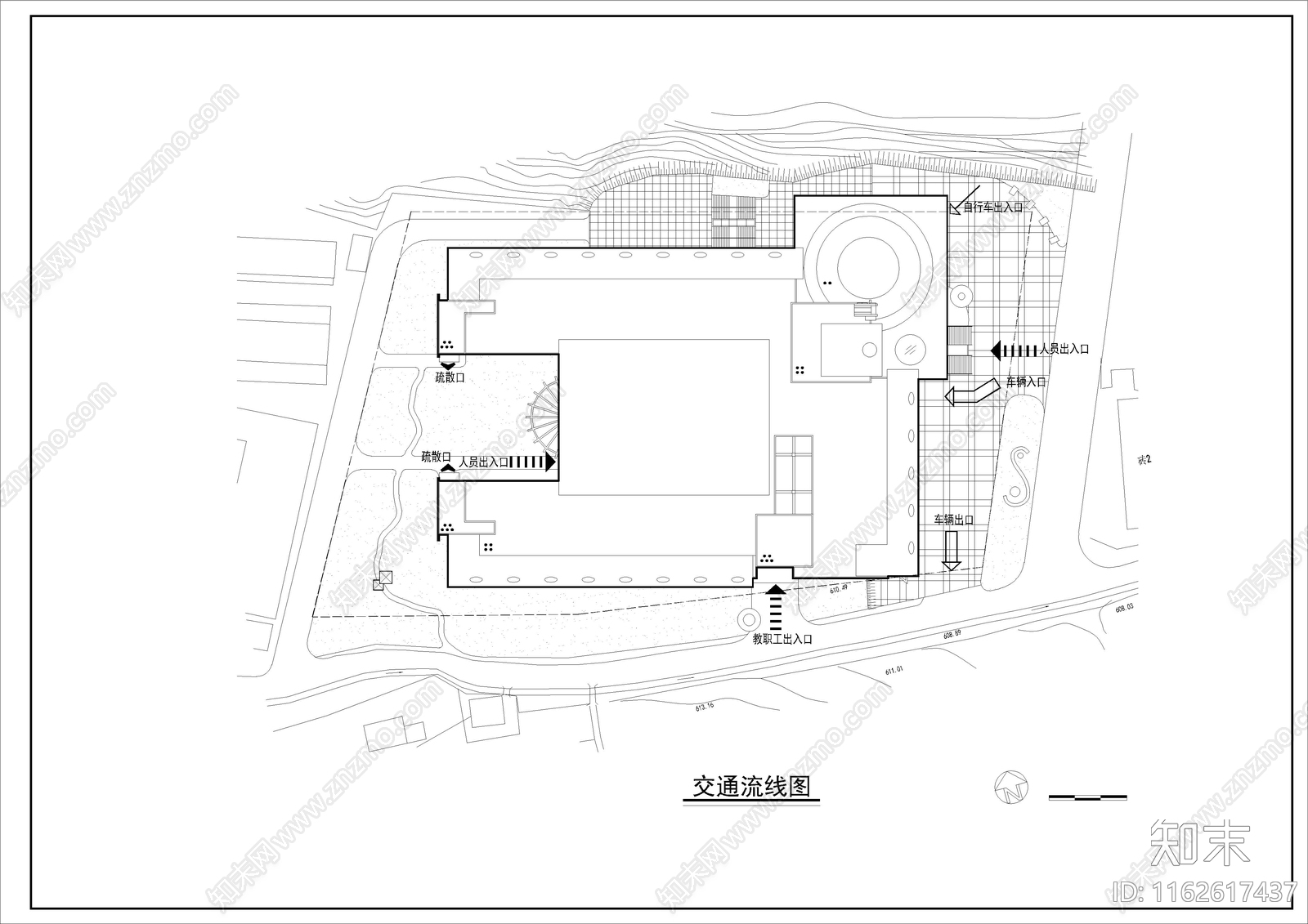 现代图书馆cad施工图下载【ID:1162617437】