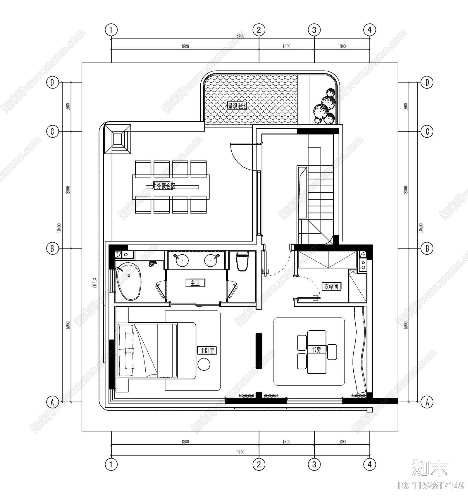 现代整体家装空间cad施工图下载【ID:1162617149】