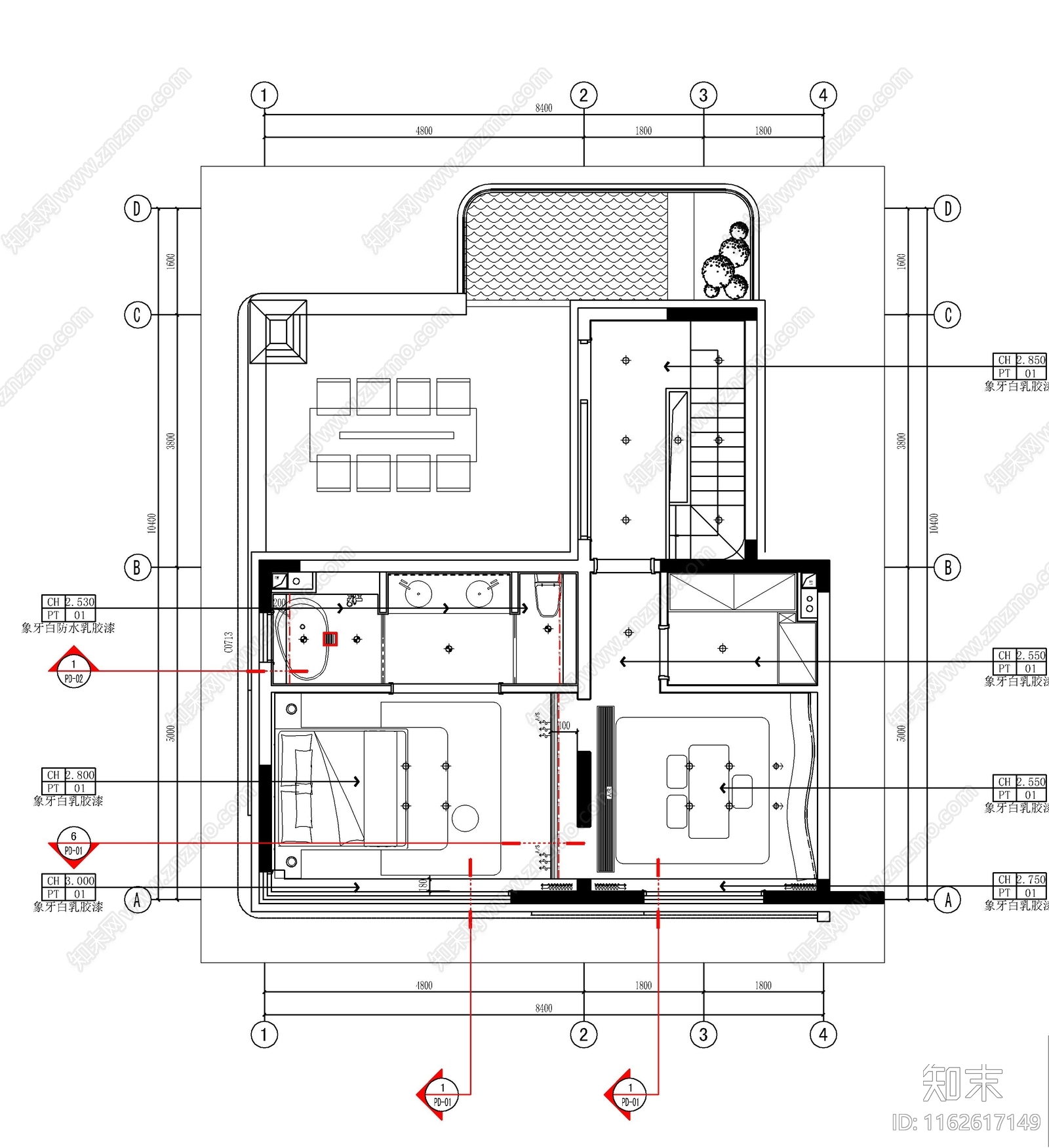 现代整体家装空间cad施工图下载【ID:1162617149】