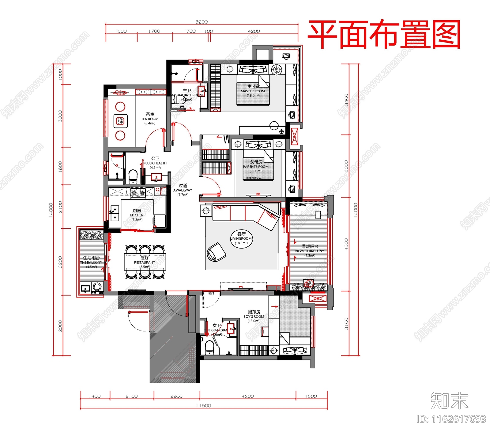 现代整体家装空间cad施工图下载【ID:1162617693】