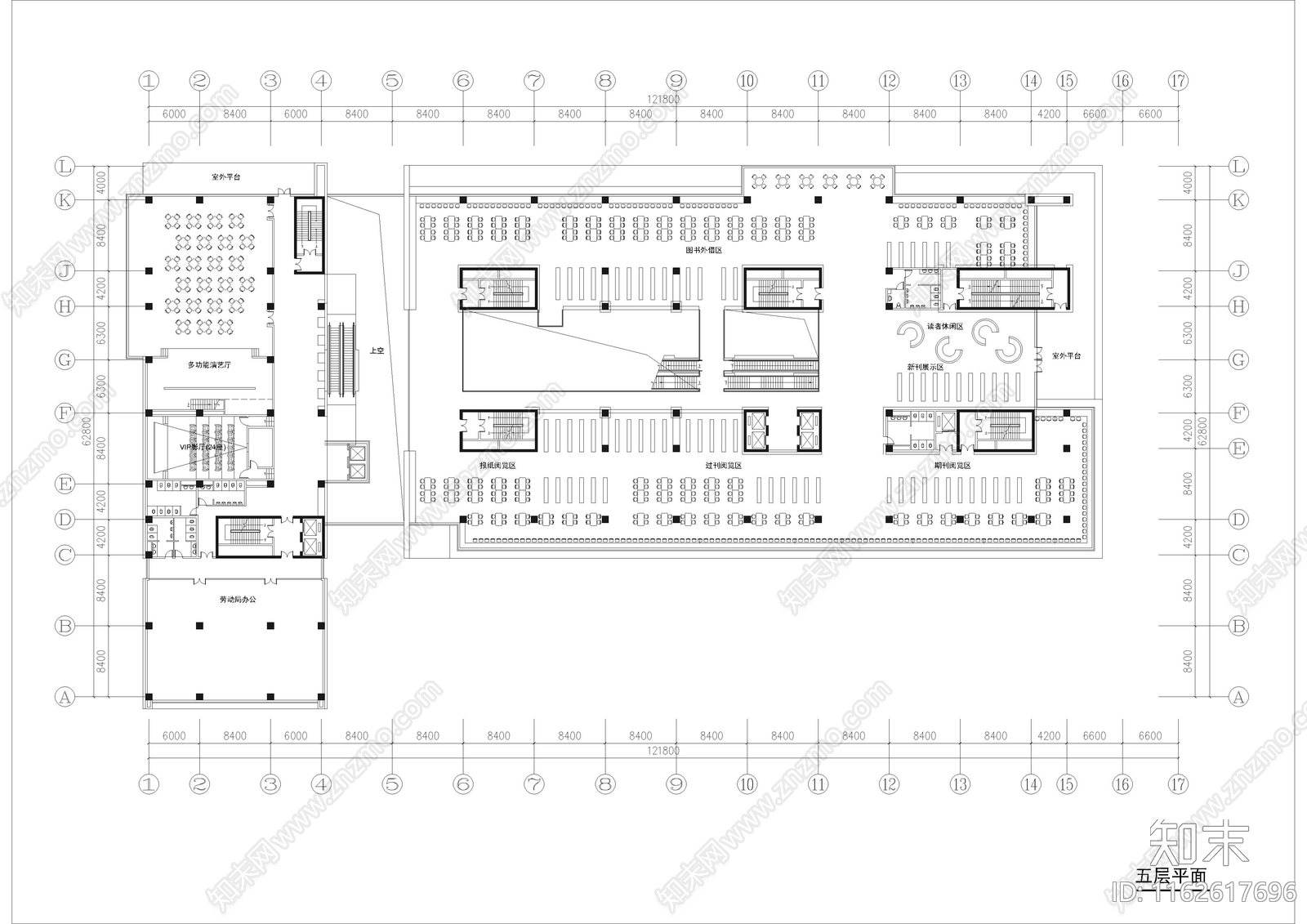 现代图书馆cad施工图下载【ID:1162617696】