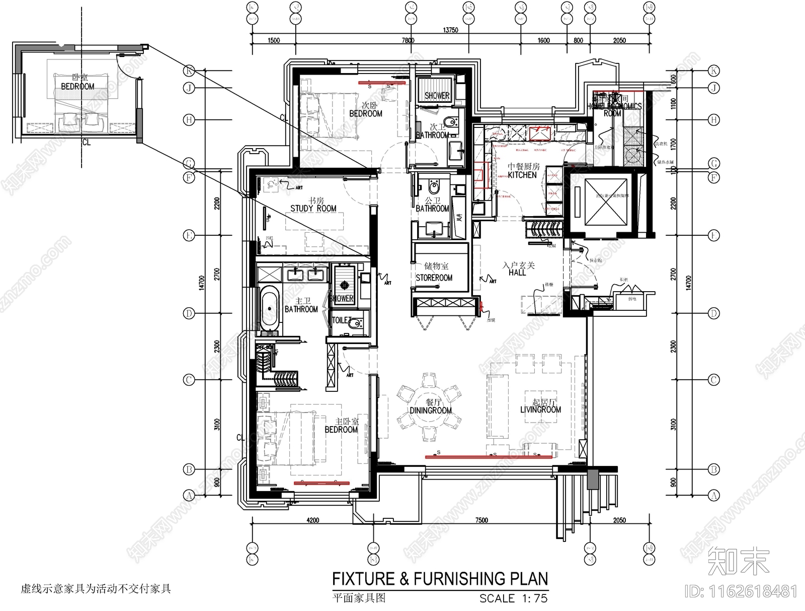 现代轻奢整体家装空间cad施工图下载【ID:1162618481】