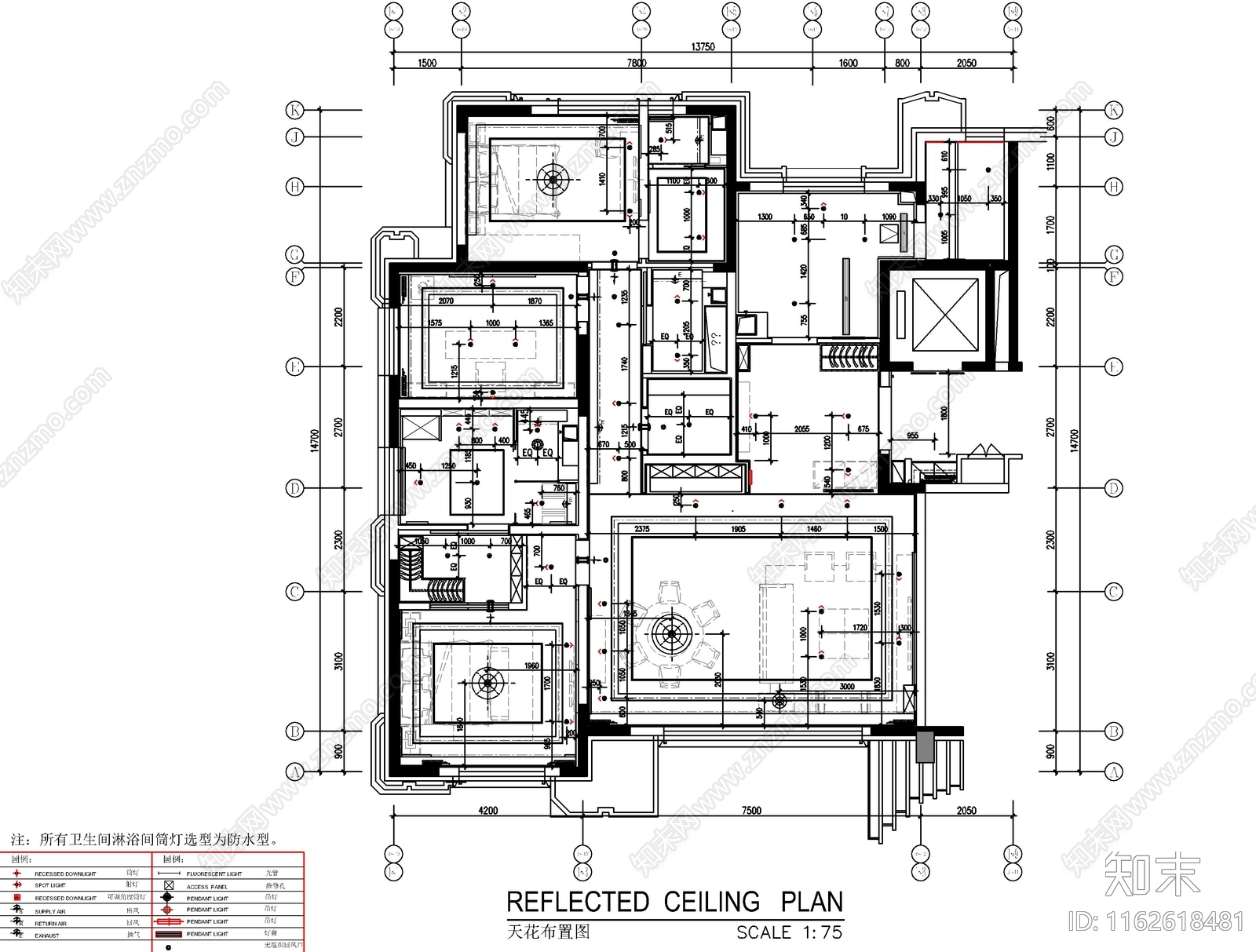 现代轻奢整体家装空间cad施工图下载【ID:1162618481】