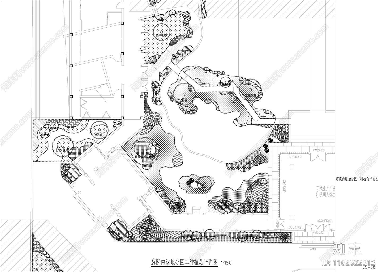 新中式私家庭院平面图cad施工图下载【ID:1162622516】